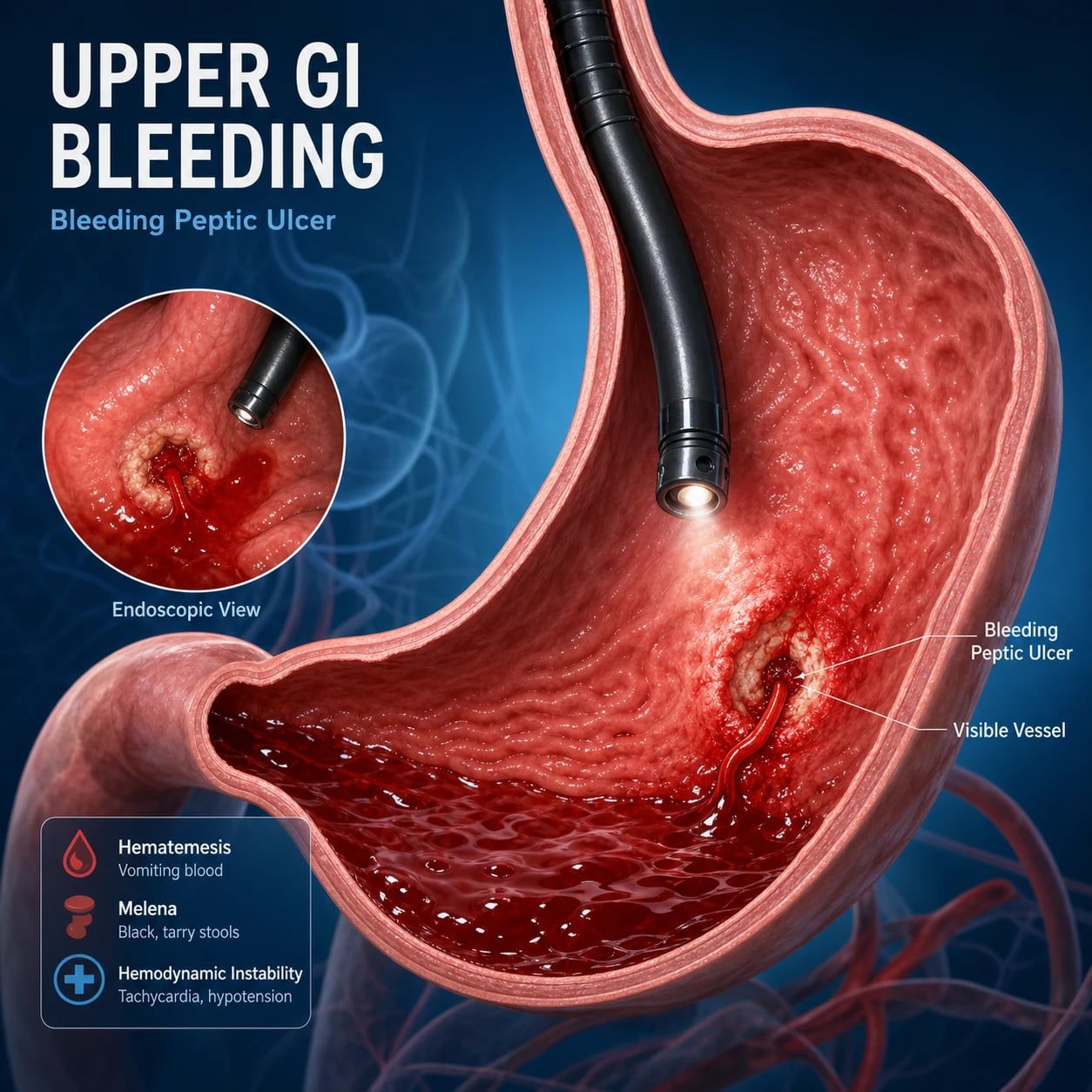 Acute gastrointestinal bleeding — anatomical map of upper and lower GI bleeding sources
