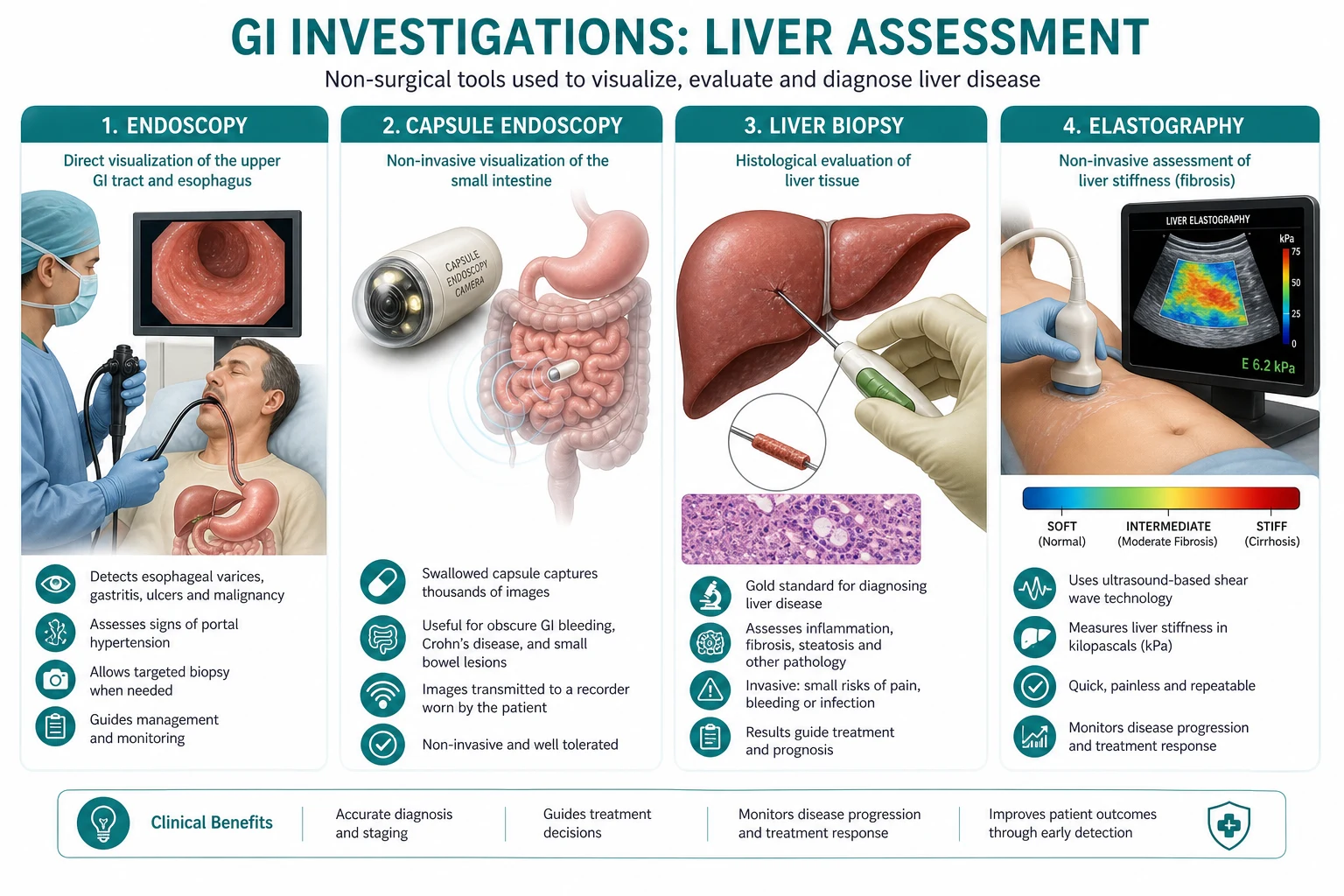 Classification diagram for GI Investigation Endoscopy Capsule Liver Biopsy Elastography.