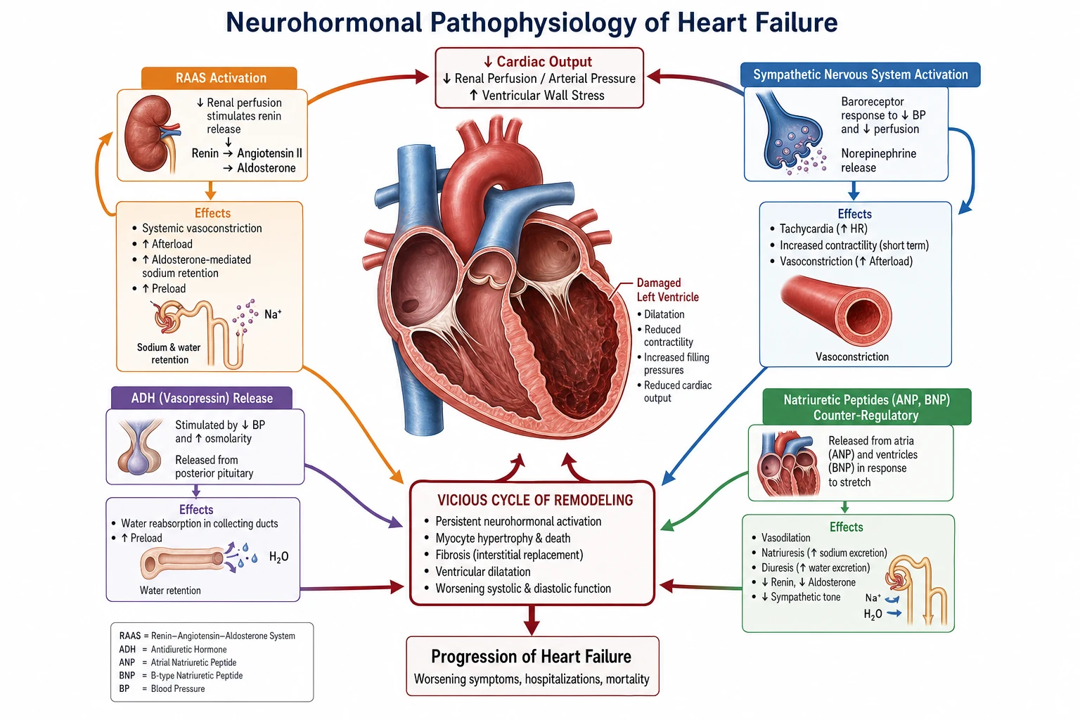 Neurohormonal model of heart failure — the vicious cycle
