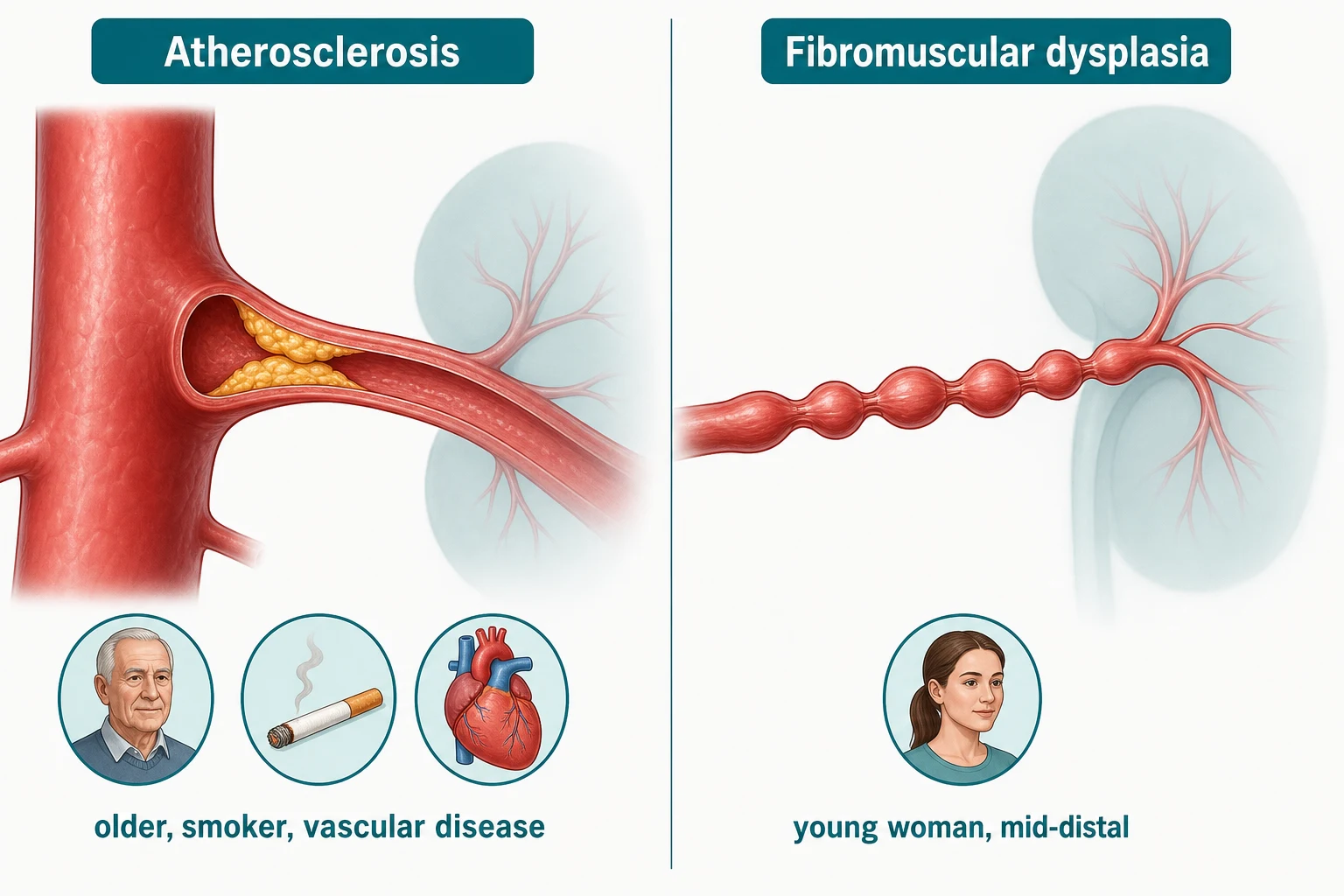 Atherosclerotic renal artery stenosis versus fibromuscular dysplasia