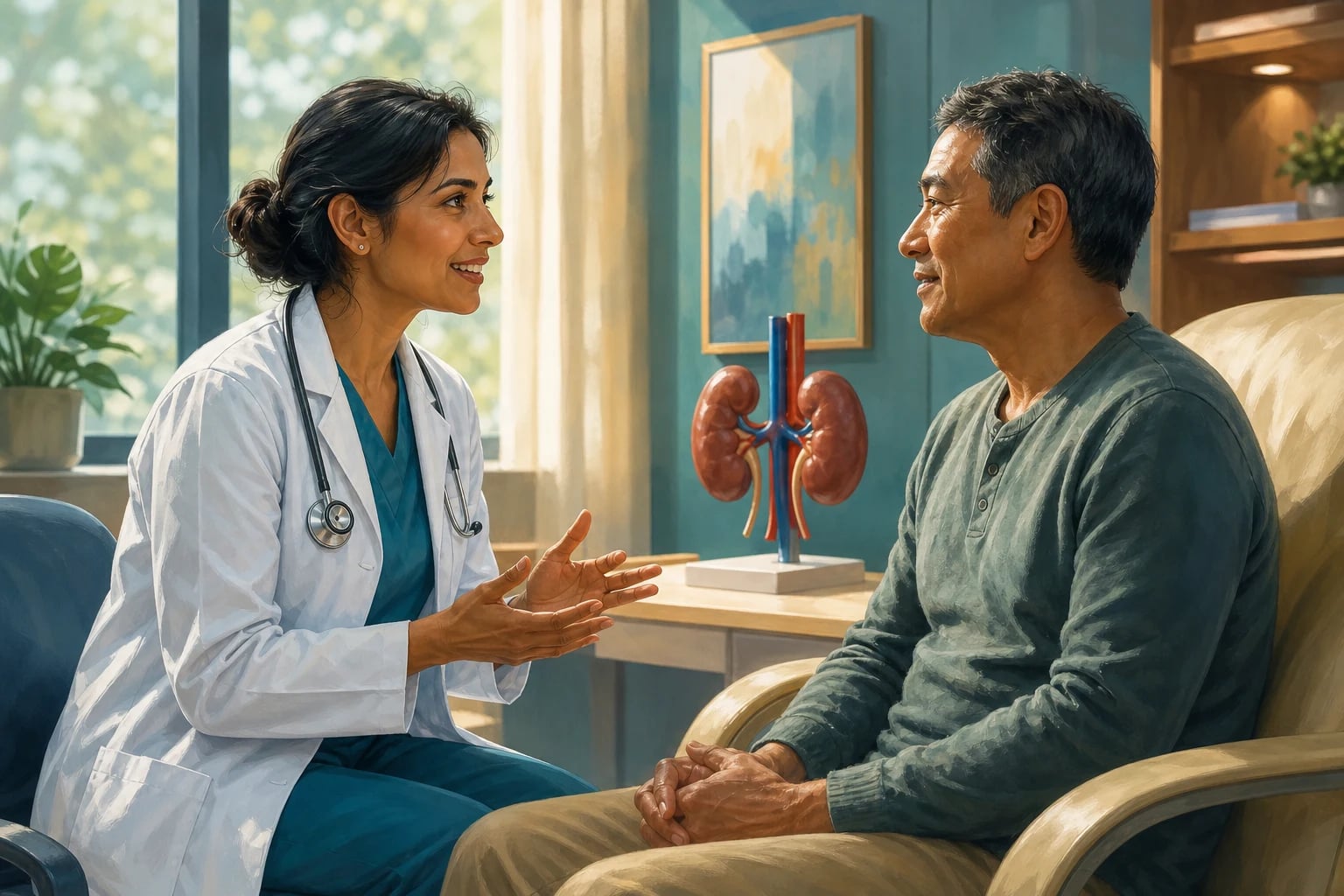 Kidney transplantation — the journey from end-stage kidney disease through workup, donor types (DBD, DCD, living, pre-emptive), the iliac fossa operation, and the lifelong balance of immunosuppression against rejection, infection and malignancy