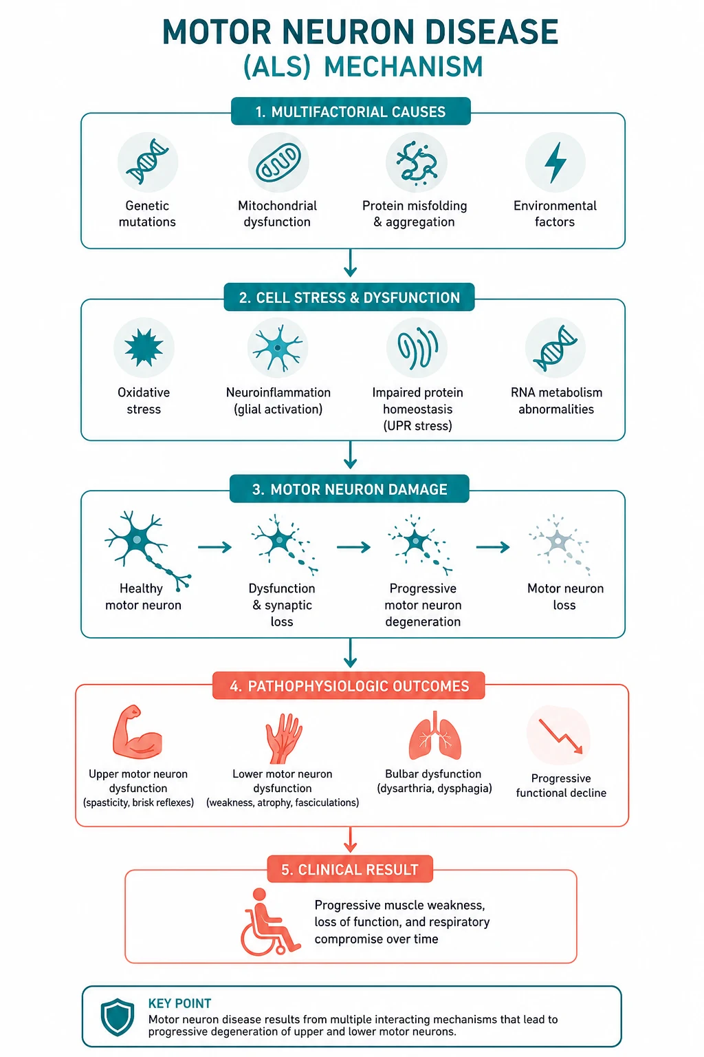 Pathophysiology for motor neuron disease