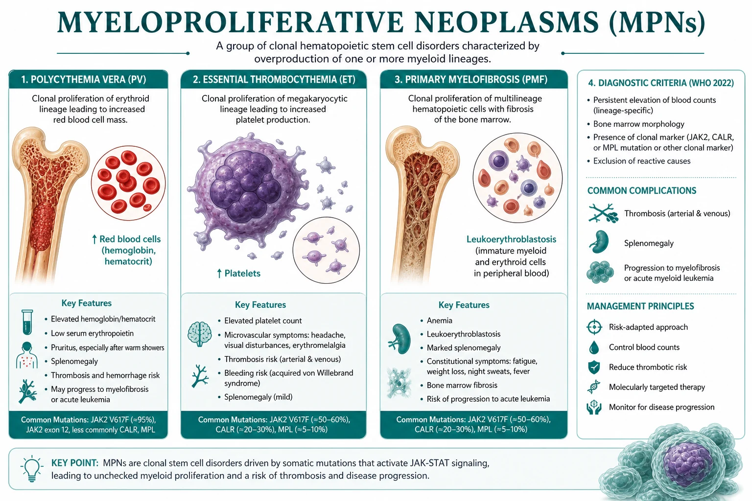 Classification diagram for Myeloproliferative Neoplasms.