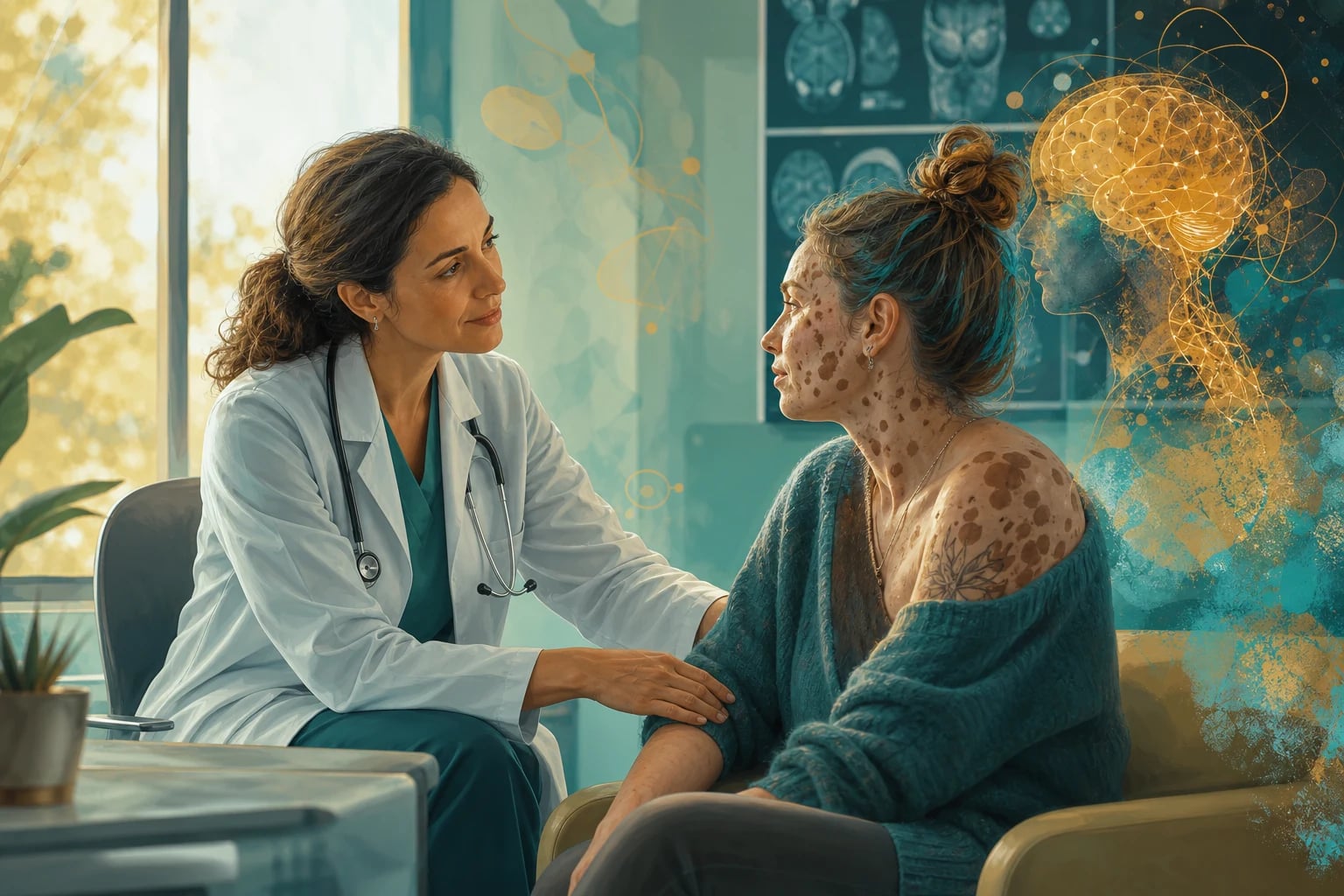 Clinical overview scene for Neurocutaneous Syndromes.