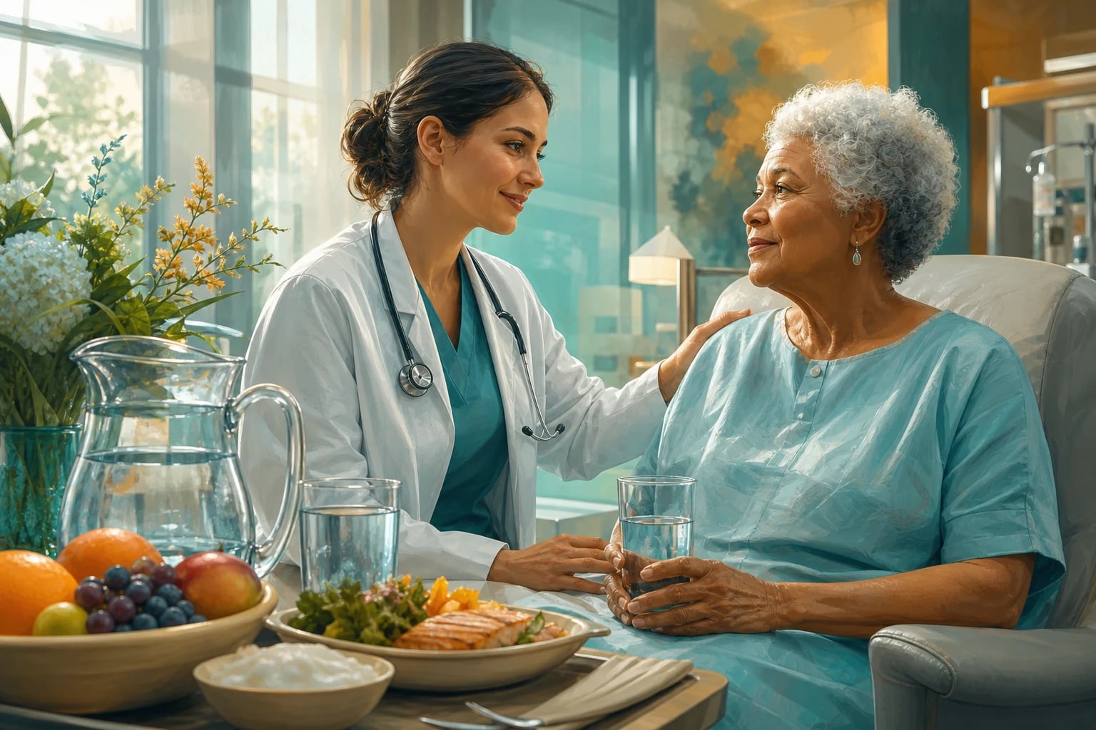 Clinical overview scene for Nutrition AND Hydration IN Older Adults.