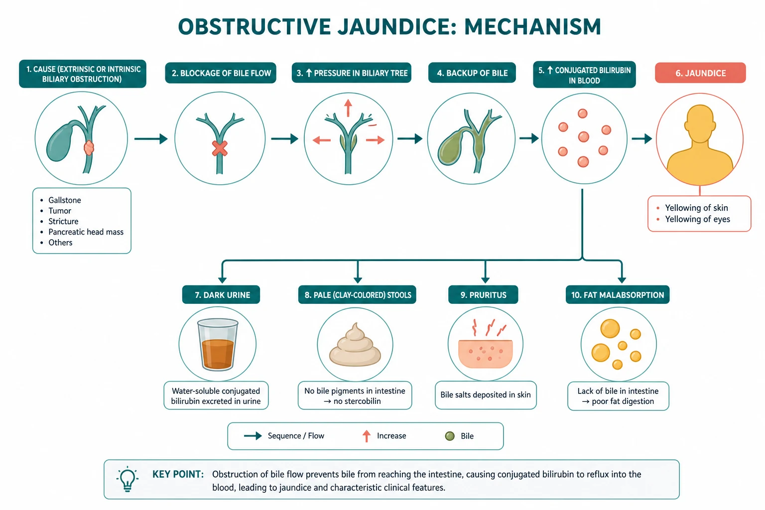 Pathophysiology of obstructive jaundice