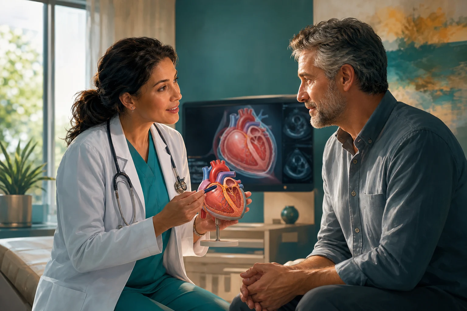 Pericardial disease — the pericardium enveloping the heart with the three major syndromes annotated