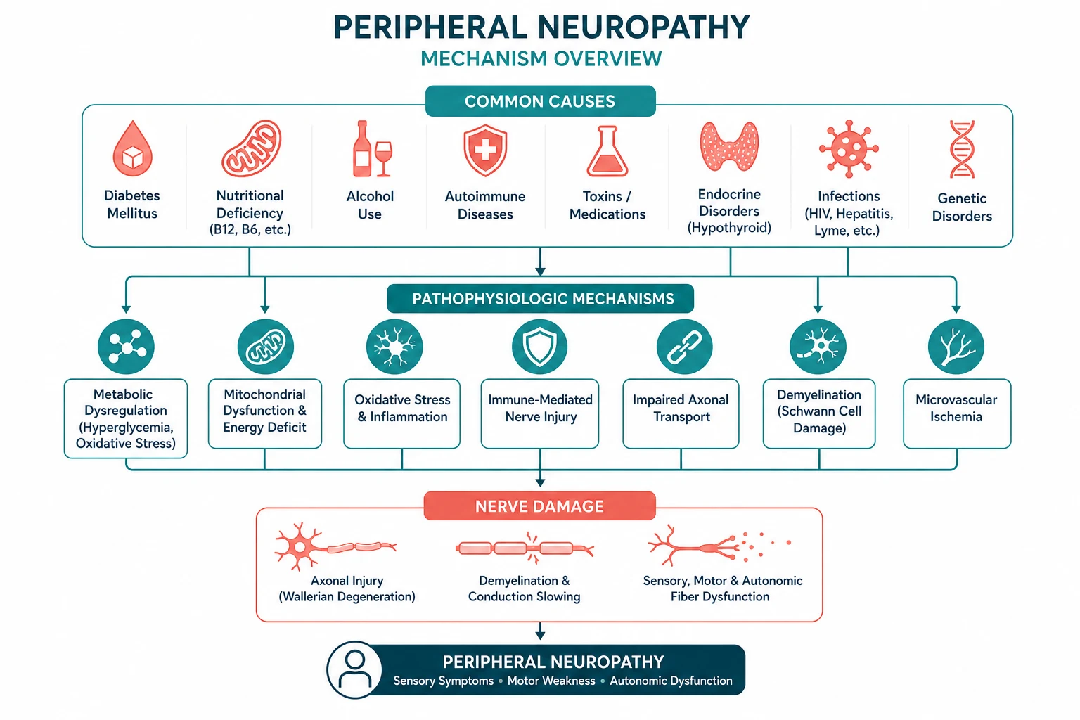 Pathophysiology of peripheral neuropathy