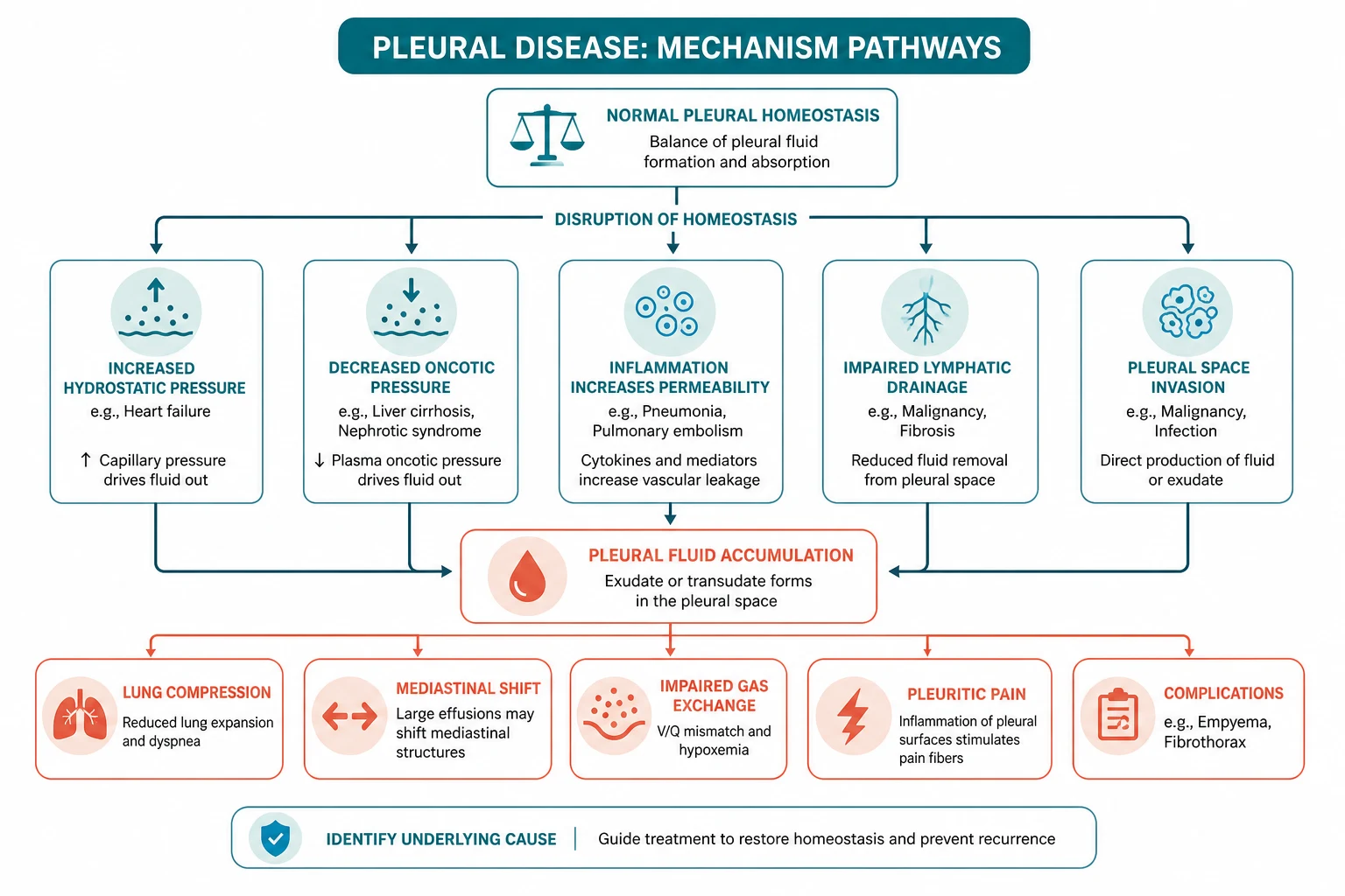 Pathophysiology for pleural disease
