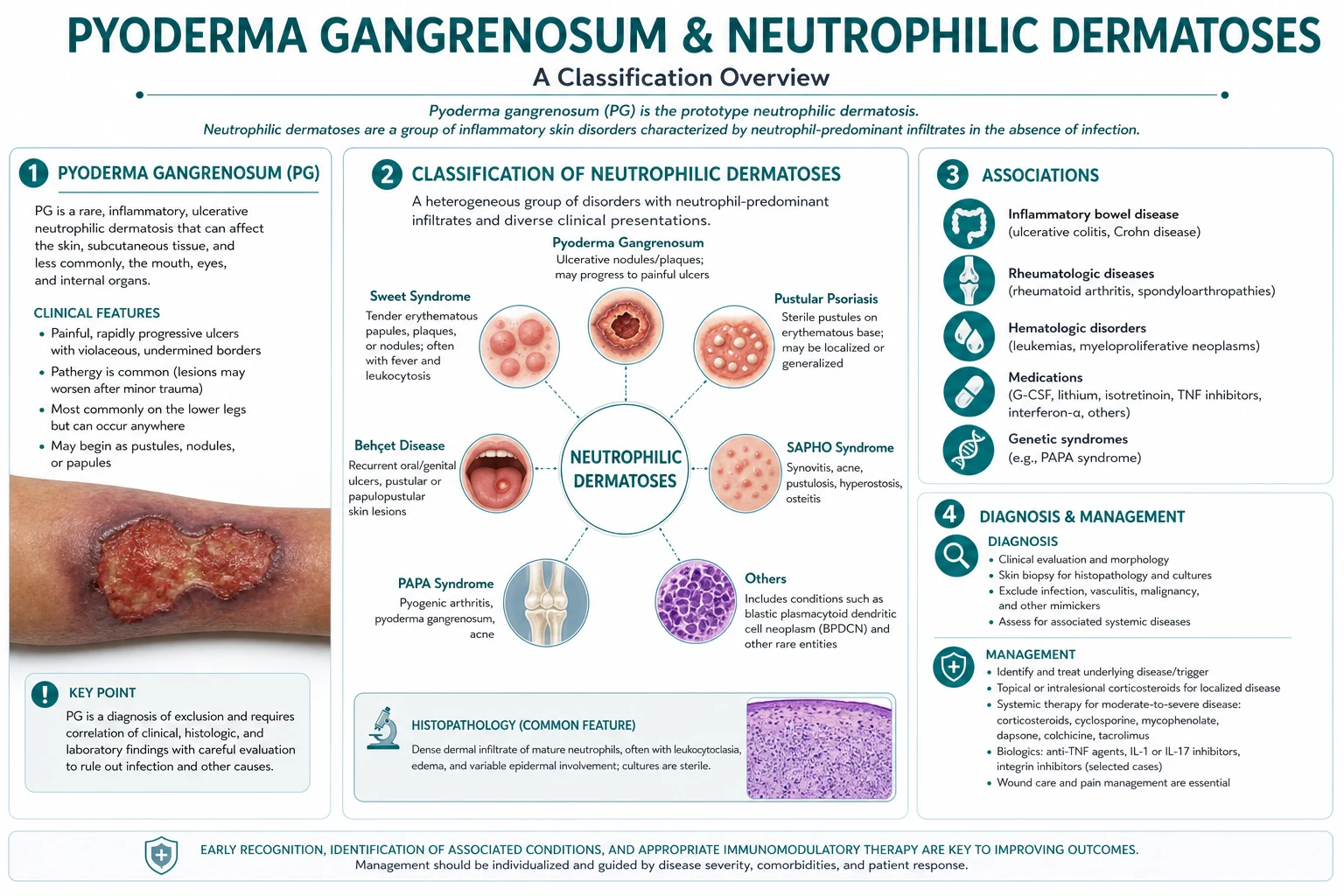 Classification diagram for Pyoderma Gangrenosum AND Neutrophilic Dermatoses.