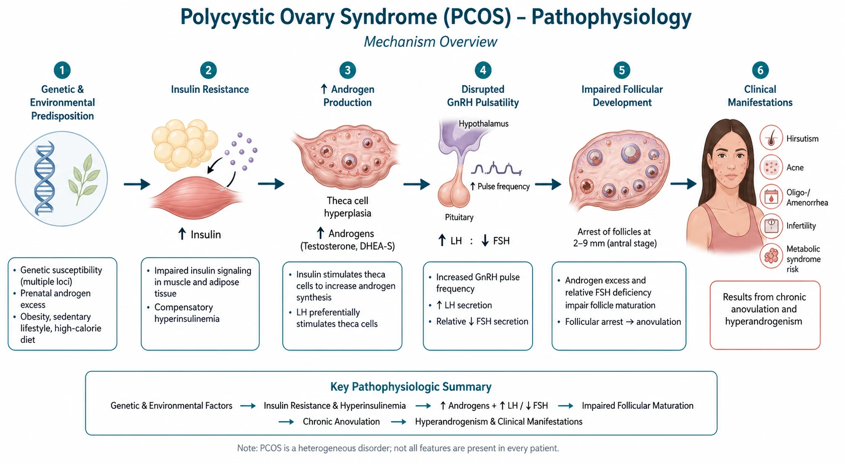Pathophysiology mechanism diagram for Reproductive Endocrinology.