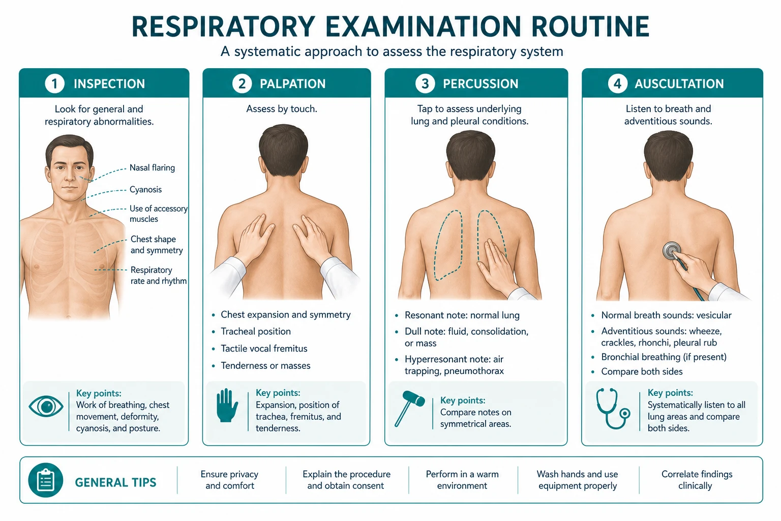 Classification of respiratory examination routine