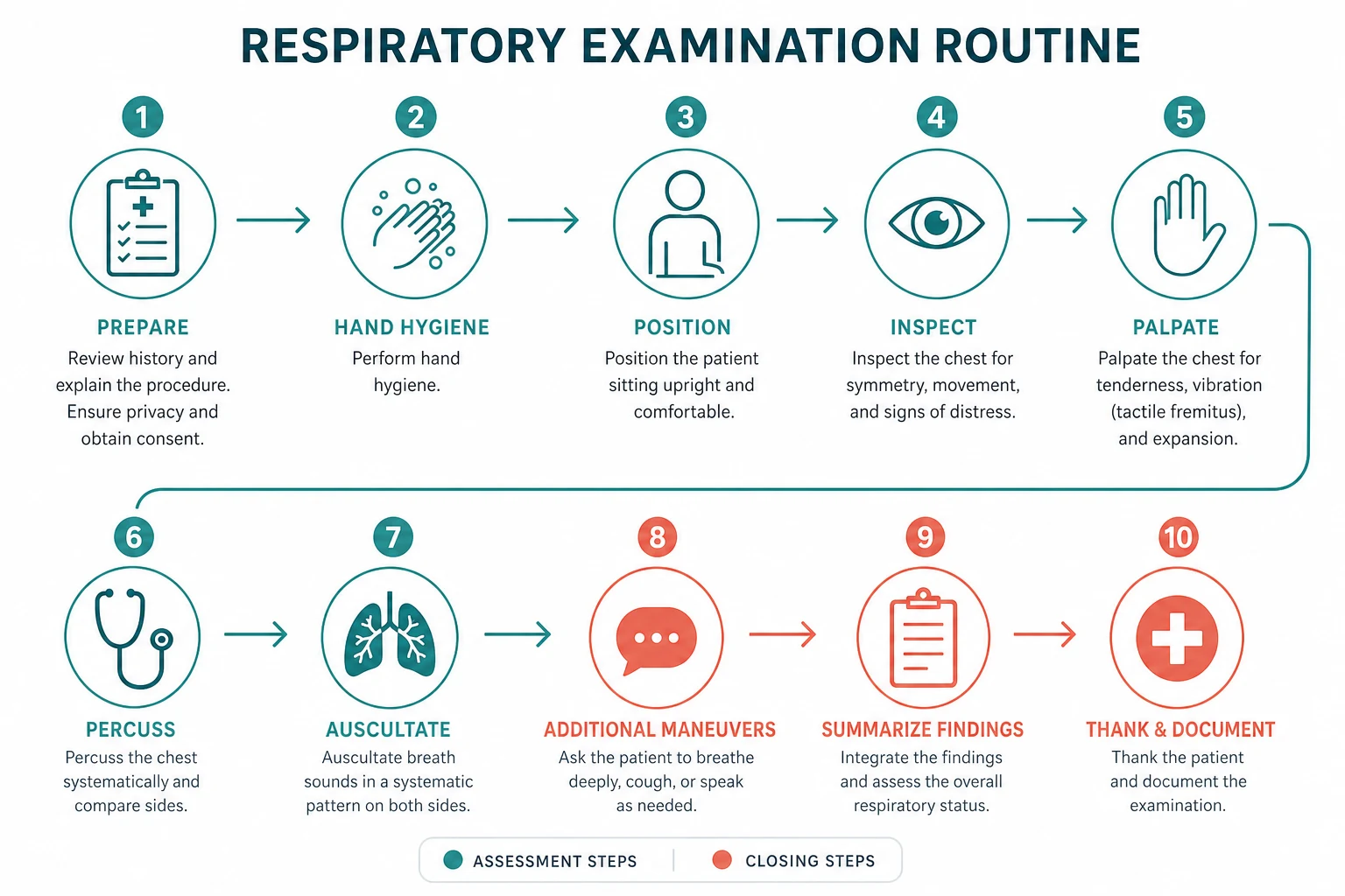 Pathophysiology of respiratory examination routine