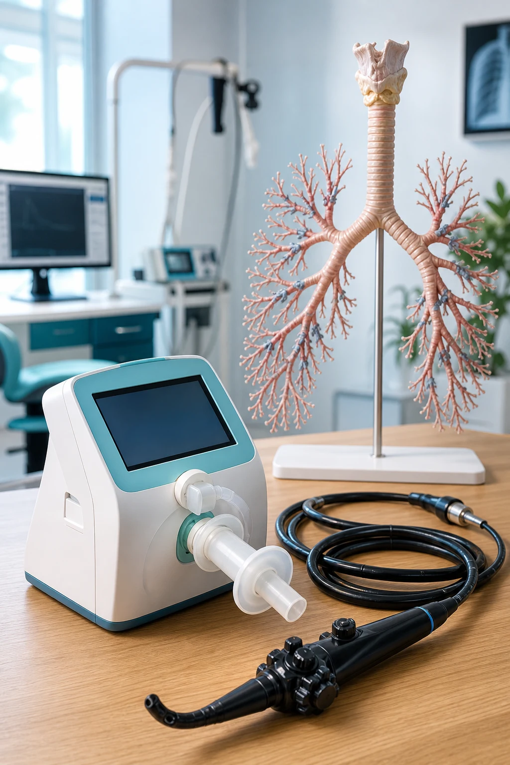 The investigative core of respiratory medicine — a spirometer, a flexible bronchoscope and the tracheobronchial tree