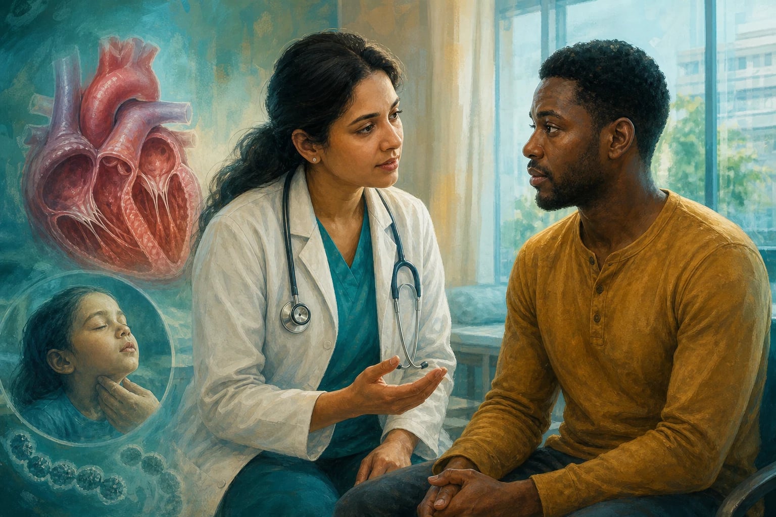 Clinical overview scene for Rheumatic Fever AND Rheumatic Heart Disease.