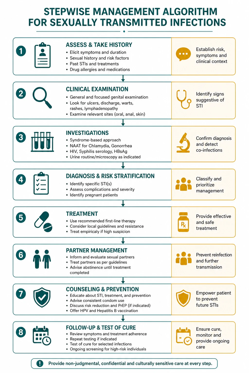 Stepwise management algorithm for Sexually Transmitted Infections.