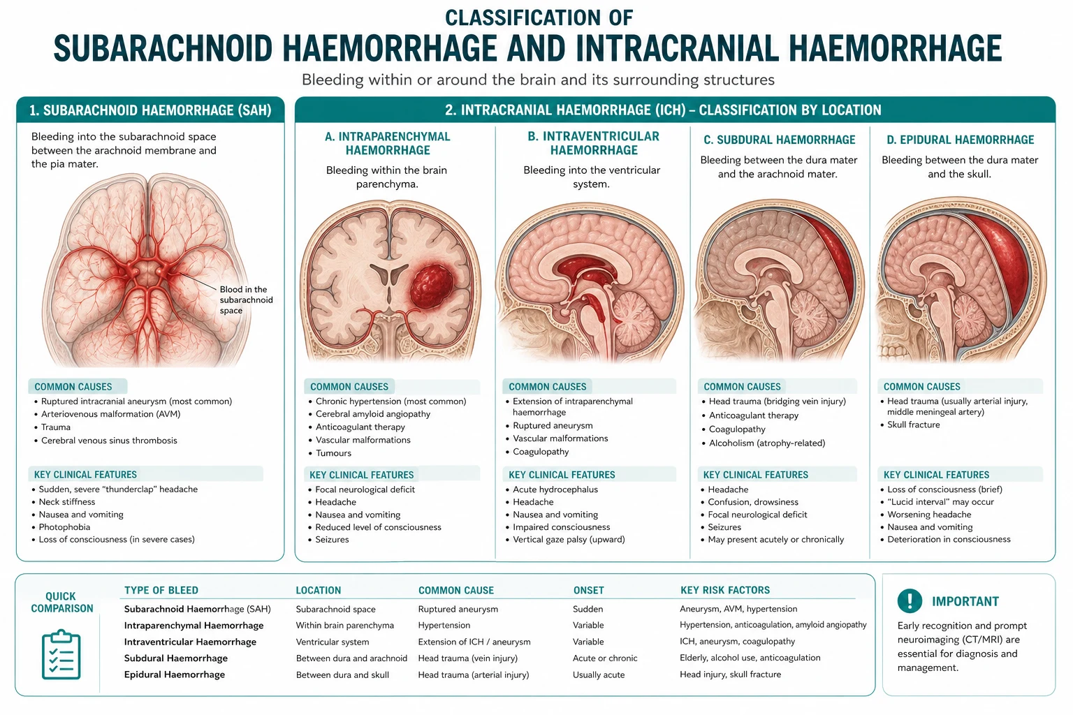Classification diagram for Subarachnoid Haemorrhage AND Intracranial Haemorrhage.