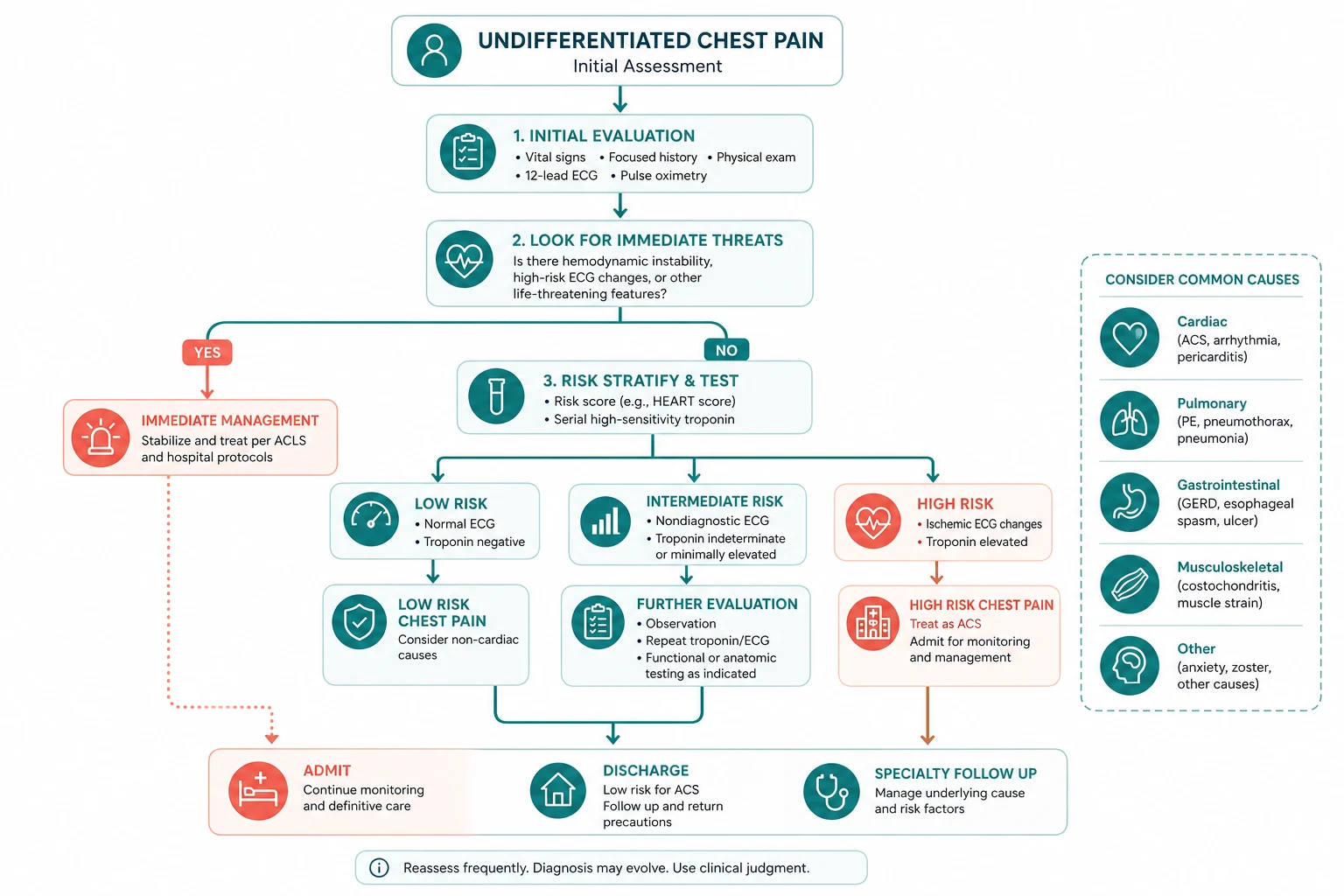 Pathophysiology for undifferentiated chest pain