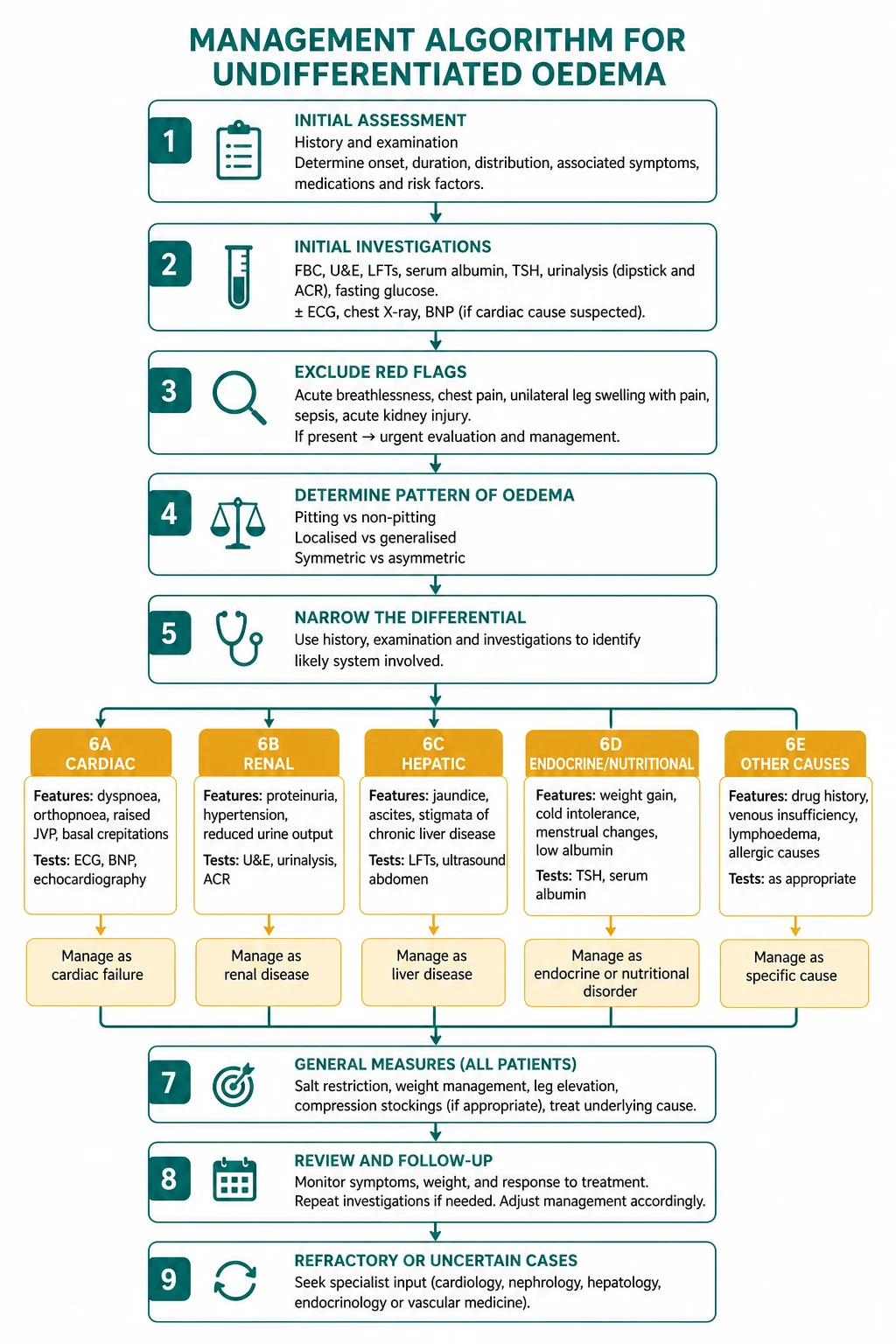 Management for undifferentiated oedema