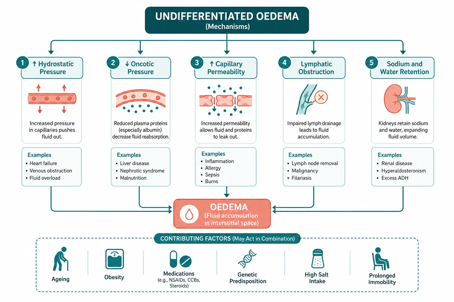 Pathophysiology for undifferentiated oedema
