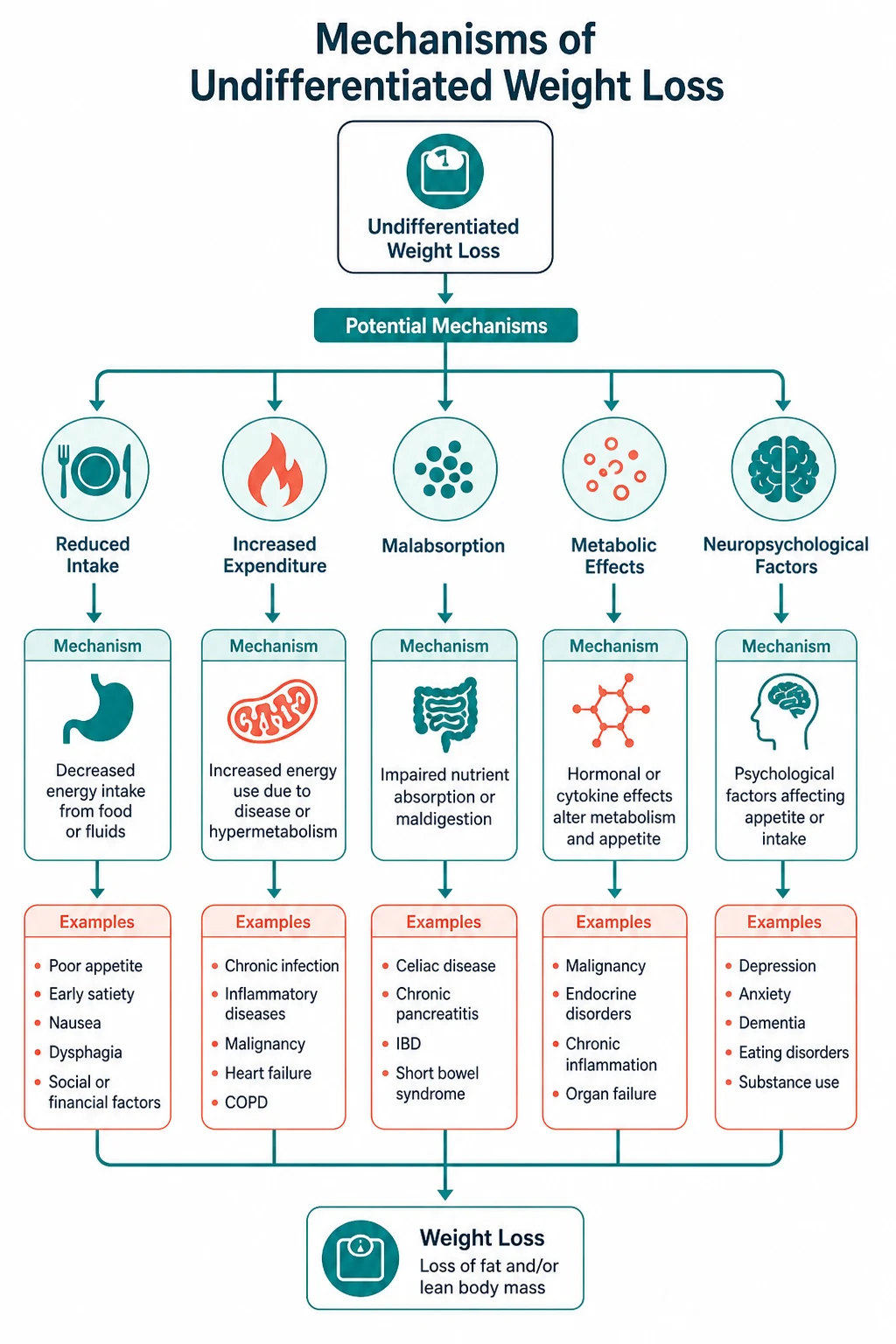 Pathophysiology for undifferentiated weight loss