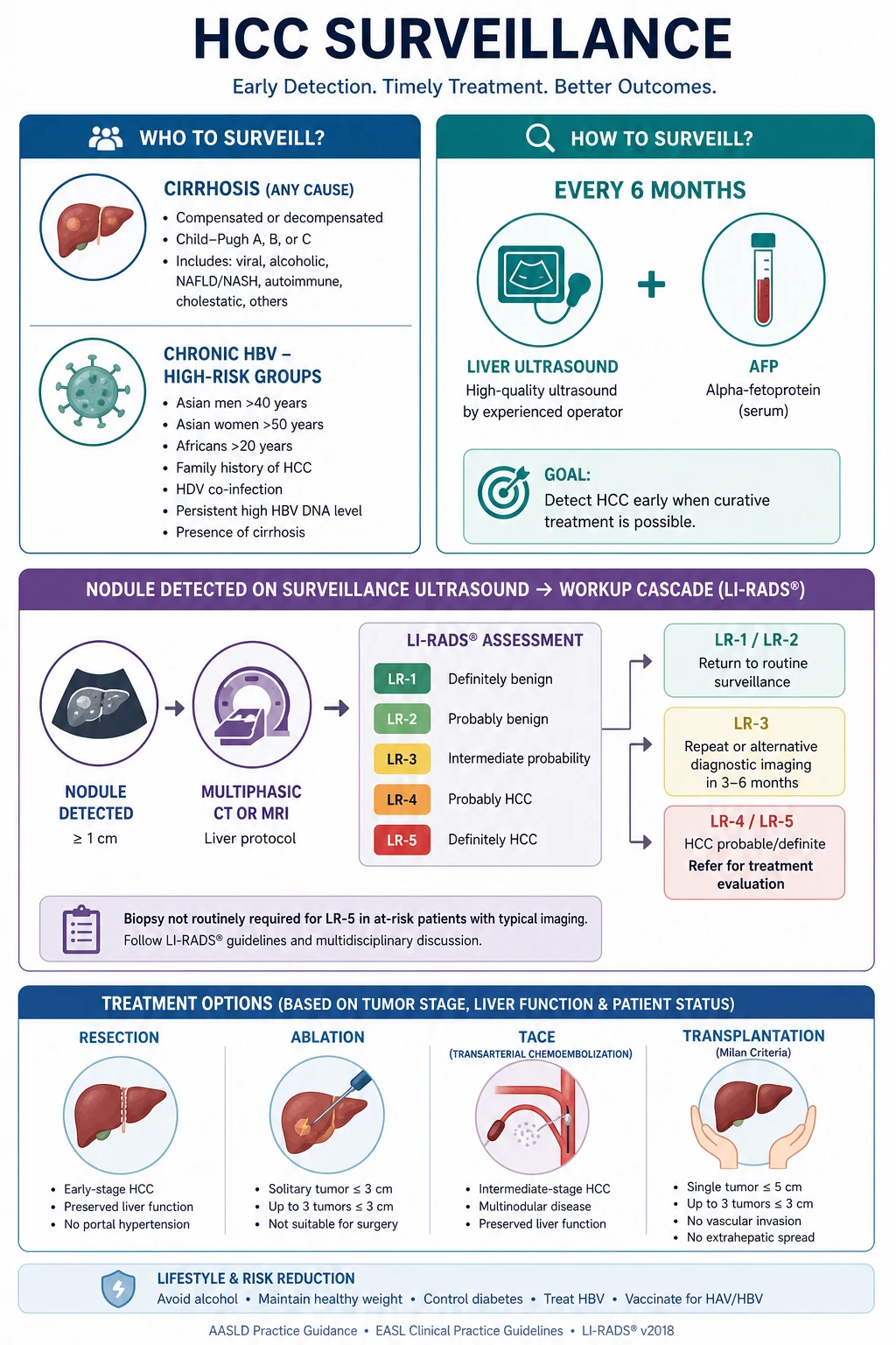 6-monthly liver ultrasound plus AFP surveillance pathway in chronic viral hepatitis, with the LI-RADS diagnostic cascade