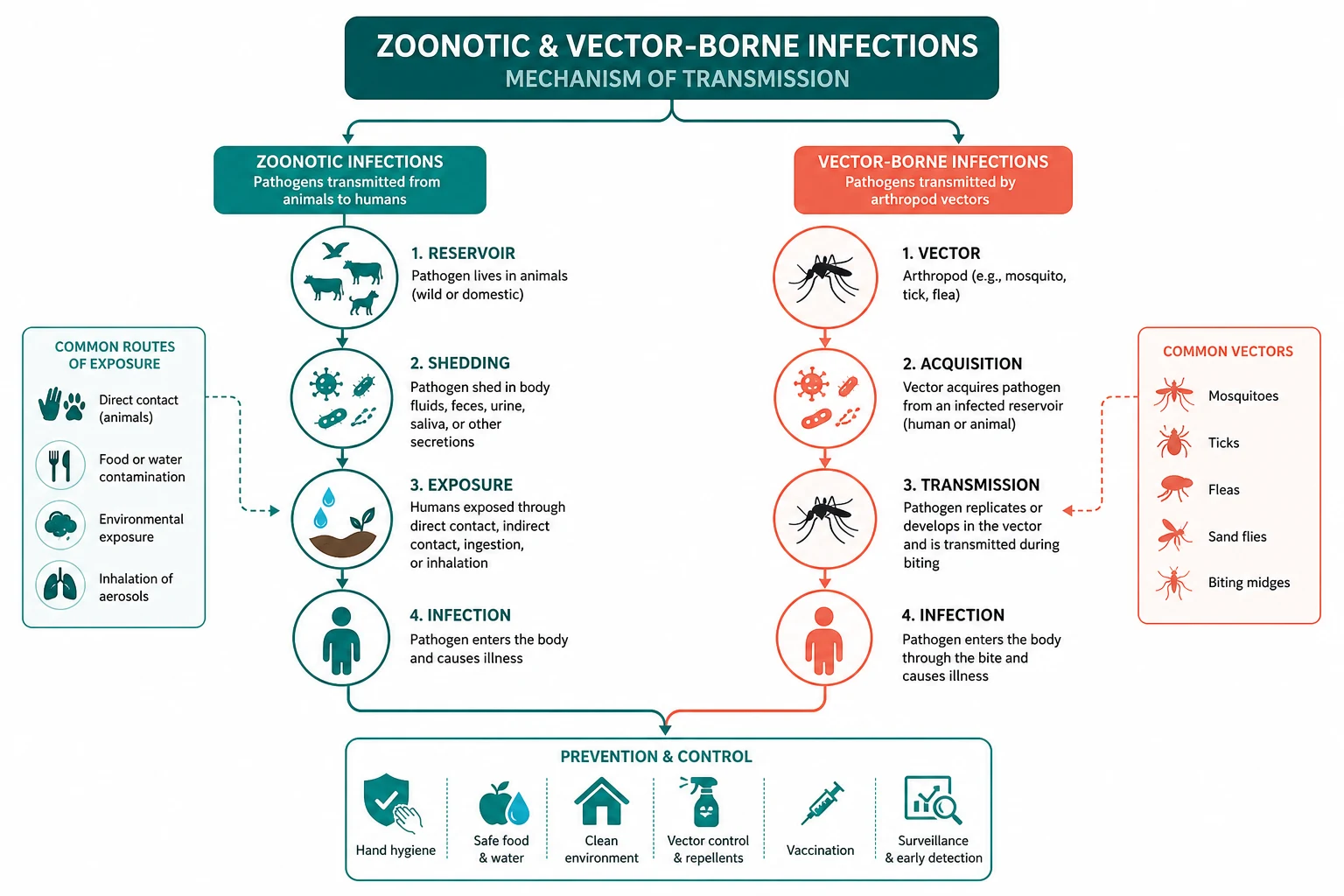 Pathophysiology of zoonotic and vector borne infections