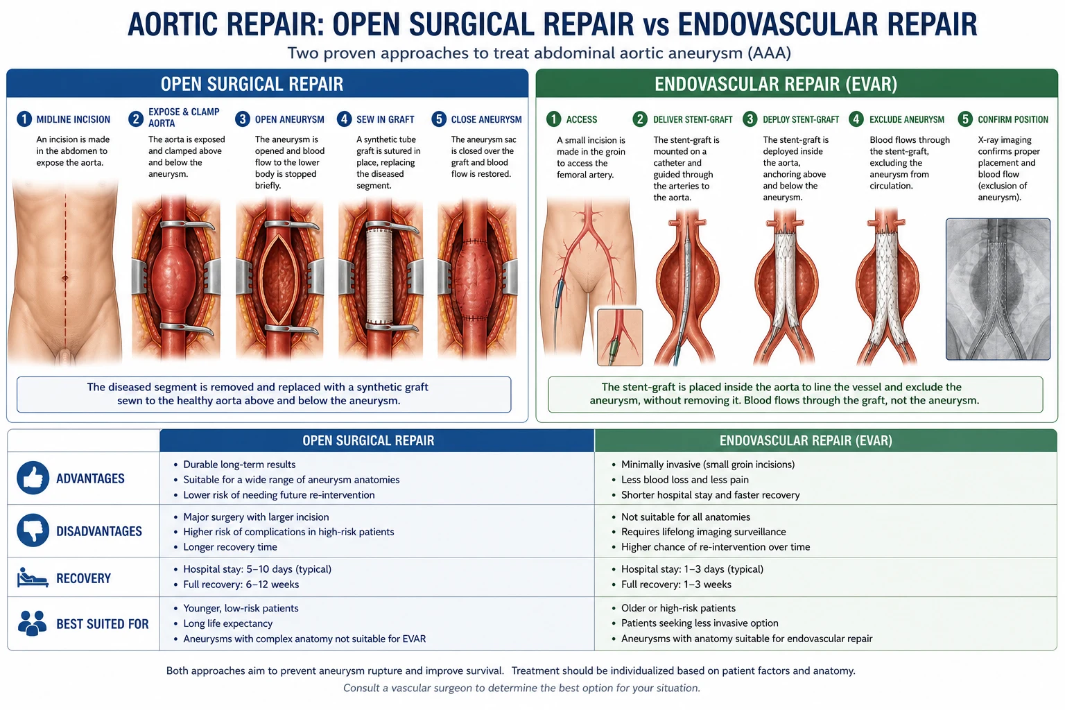 Postoperative ICU complication escalation: recognise bleeding, respiratory failure, sepsis source control, delirium bundle, AKI and VTE risk — clinical-blue management pathway infographic