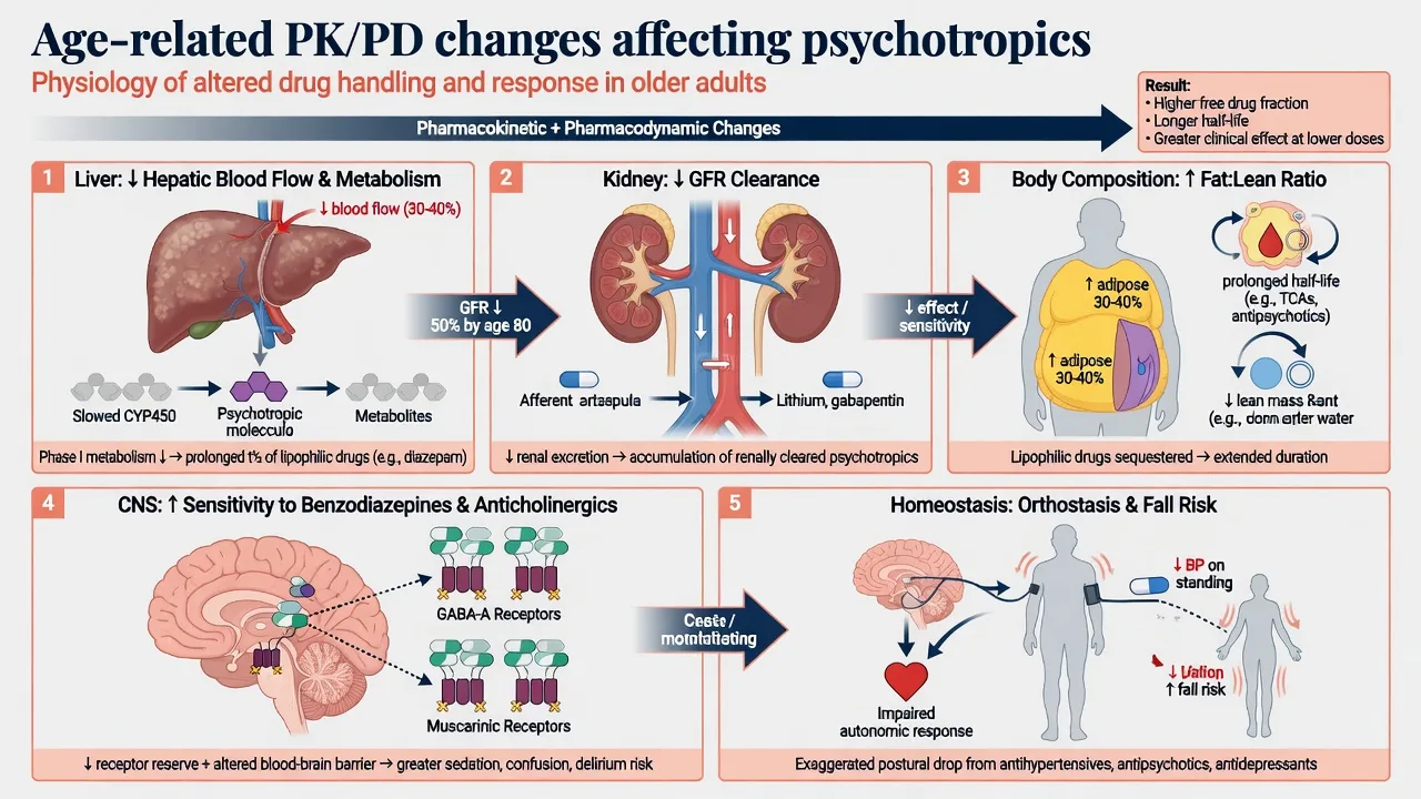 Age-related pharmacokinetic and pharmacodynamic changes affecting psychotropic drugs