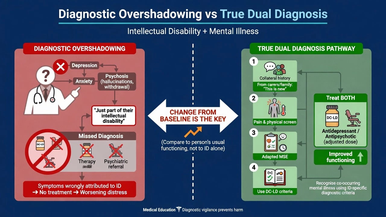 DC-LD multi-axial classification framework showing severity, causes, developmental disorders, psychiatric illness and problem behaviours in hierarchical layers