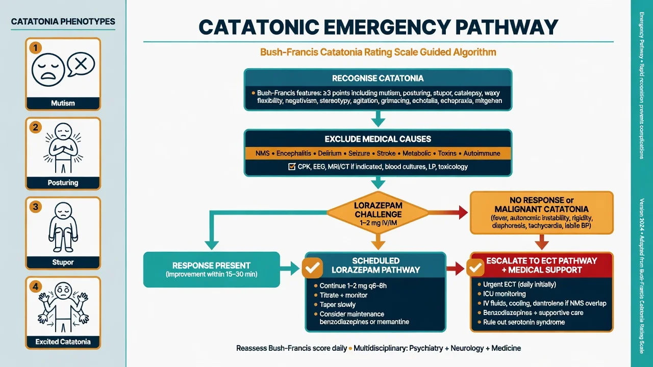 Catatonic emergency pathway from recognition through lorazepam to ECT
