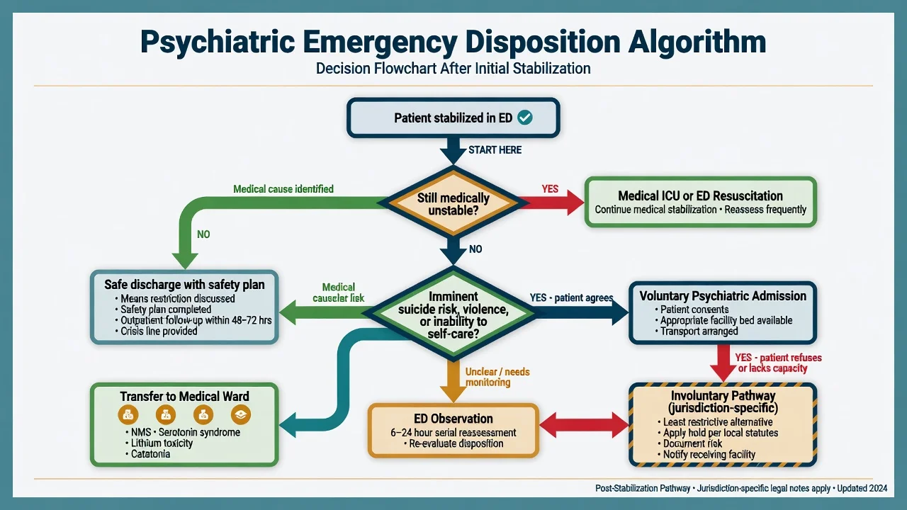 Disposition algorithm after psychiatric emergency stabilisation