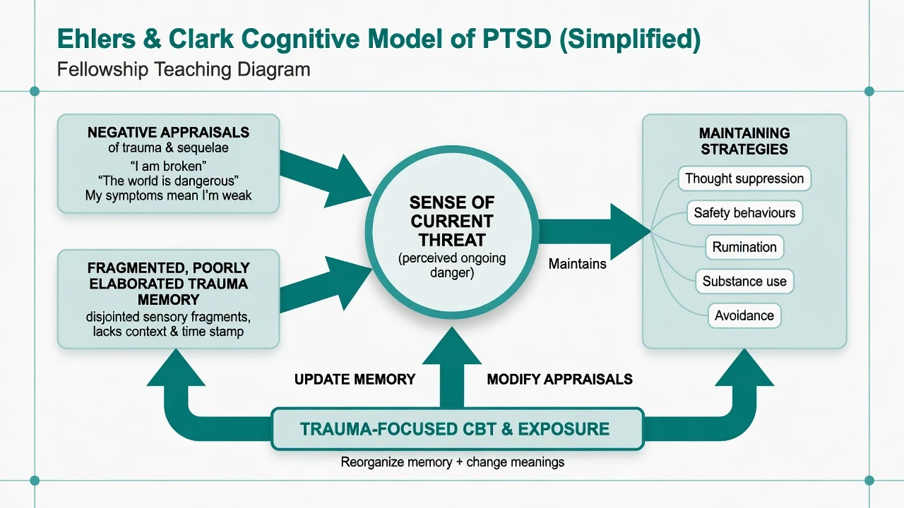 Ehlers and Clark cognitive model of PTSD with current threat and maintaining strategies