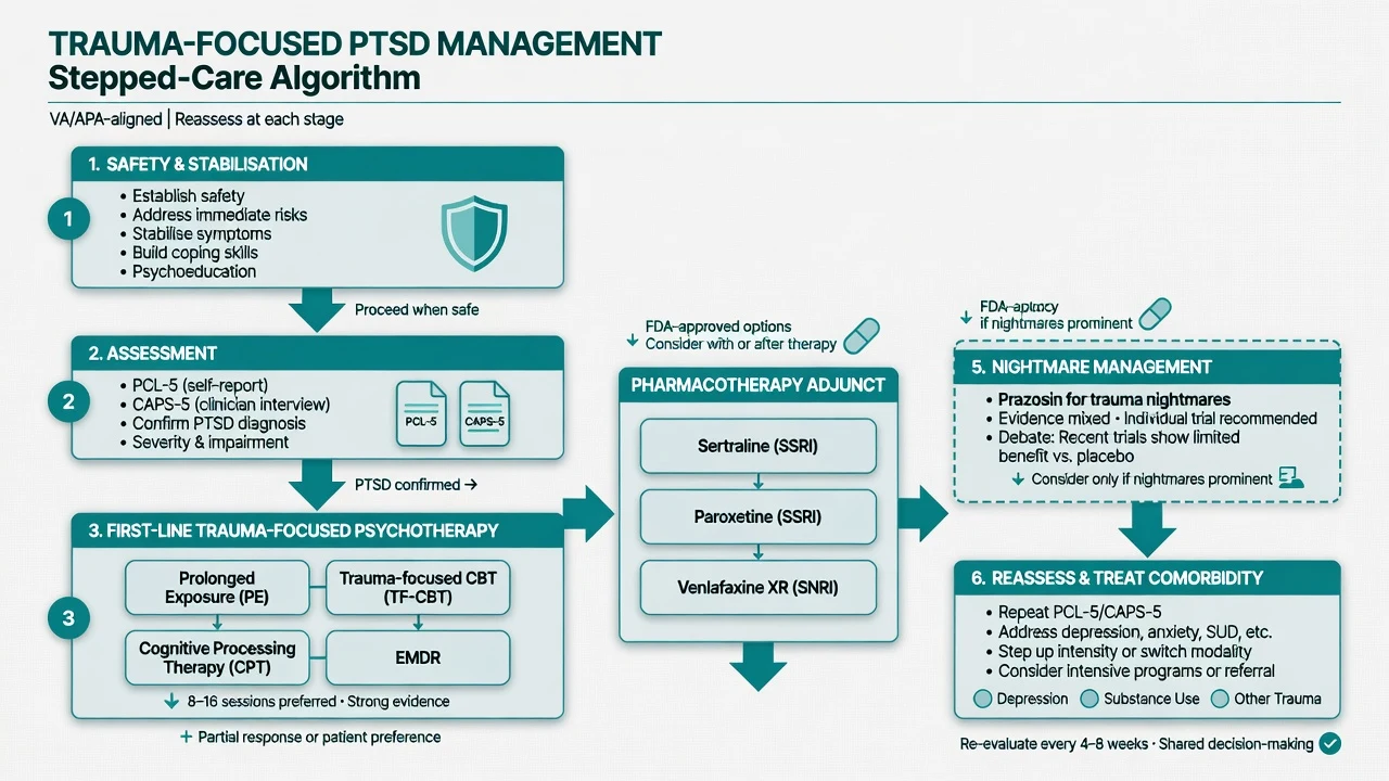 Stepped care algorithm for trauma-focused PTSD treatment