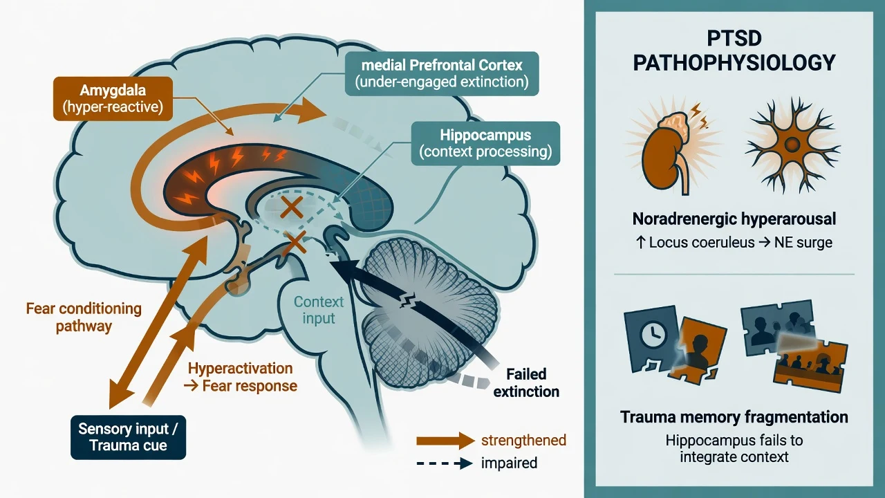 Amygdala, hippocampus and medial prefrontal cortex fear circuit in PTSD