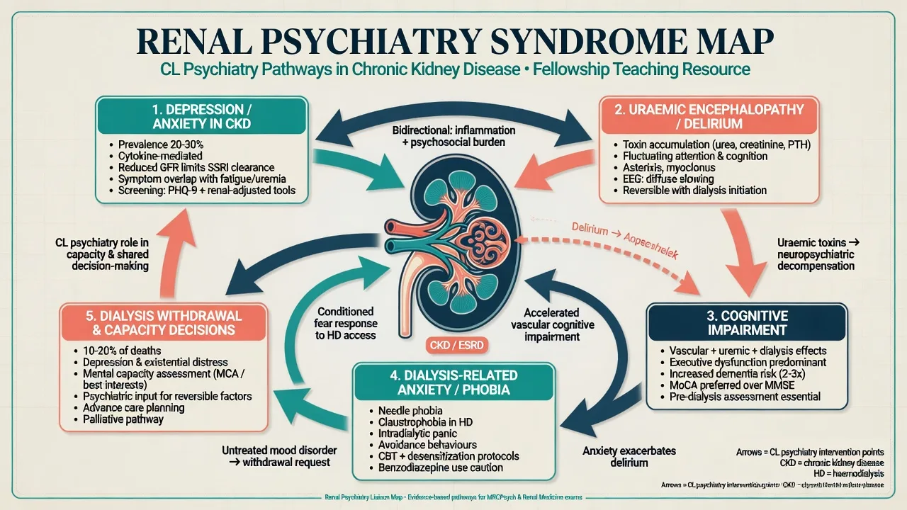 Decision pathway for dialysis withdrawal including capacity depression delirium screen and palliative co-management