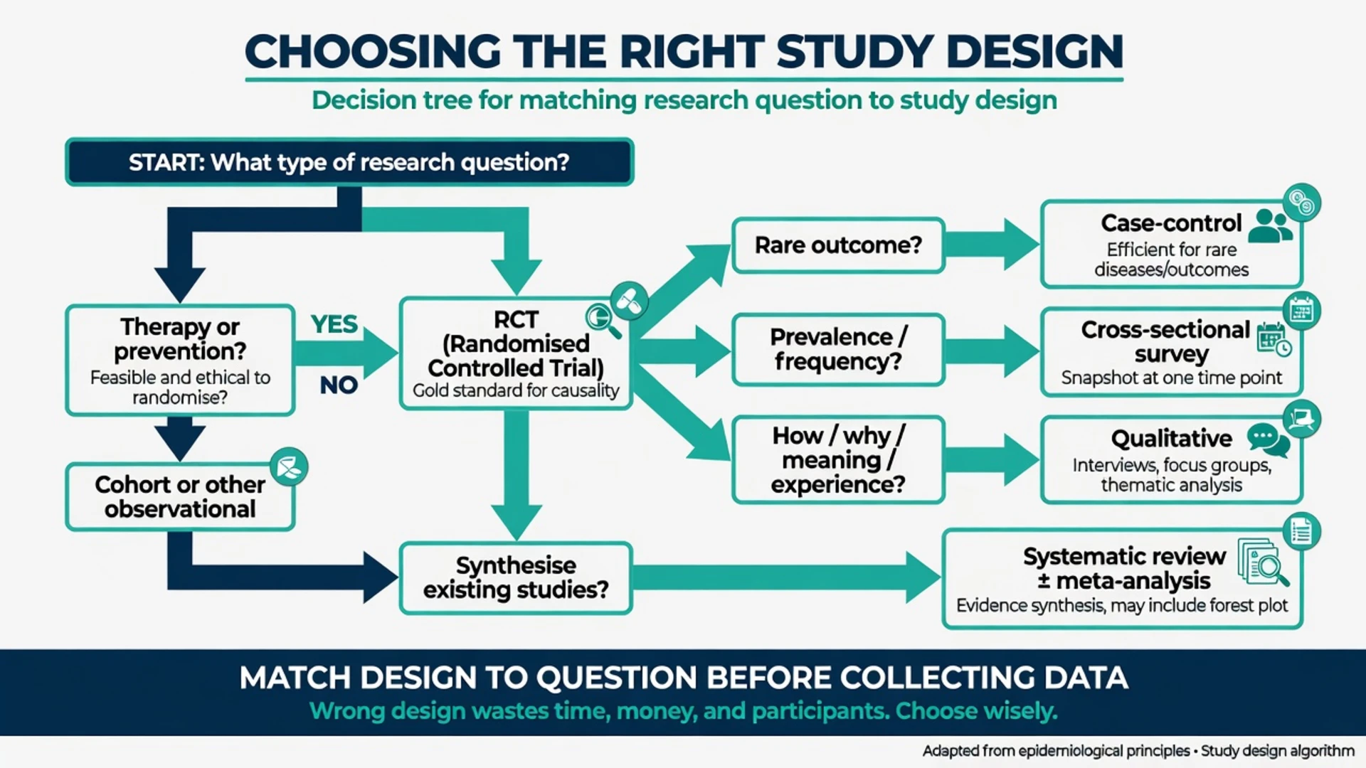 Decision algorithm matching research question type to study design