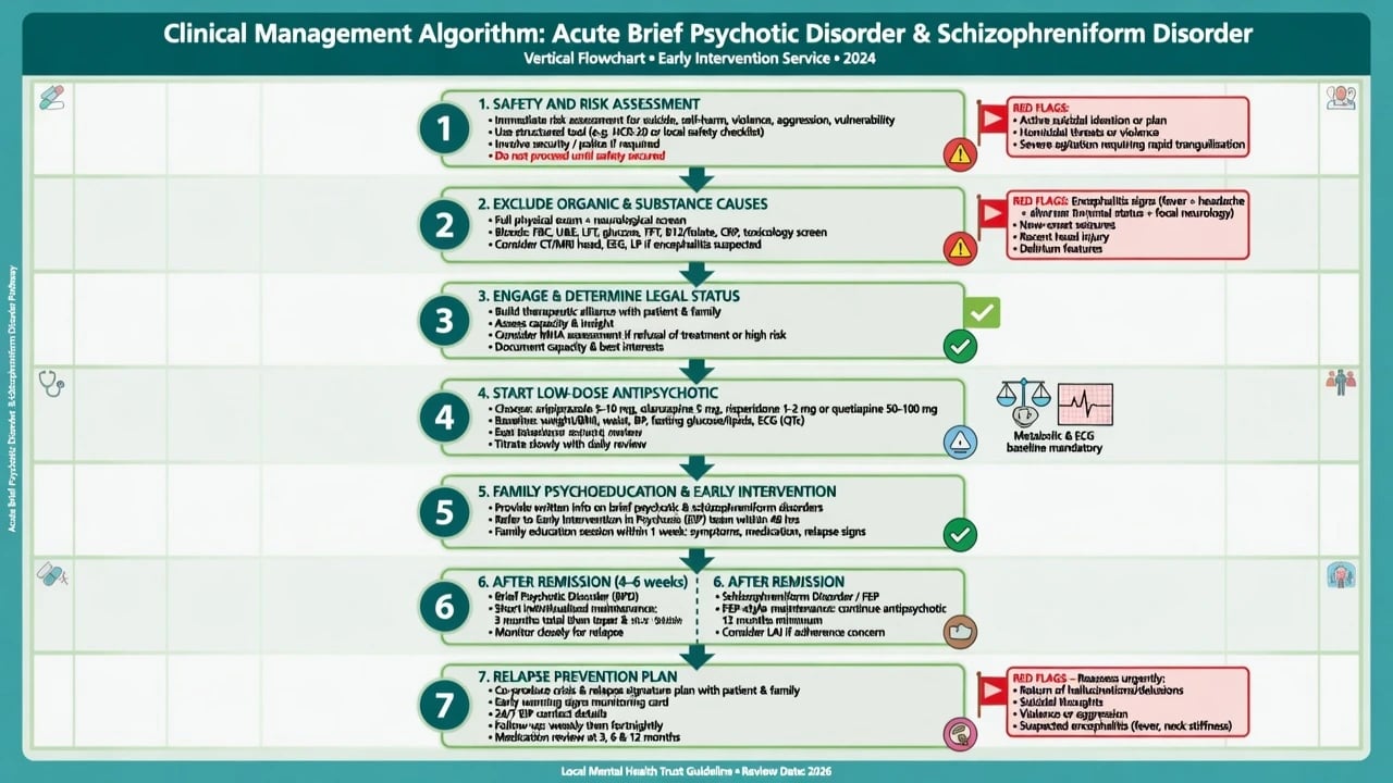 Stepwise management algorithm for brief psychotic and schizophreniform disorders from safety through maintenance