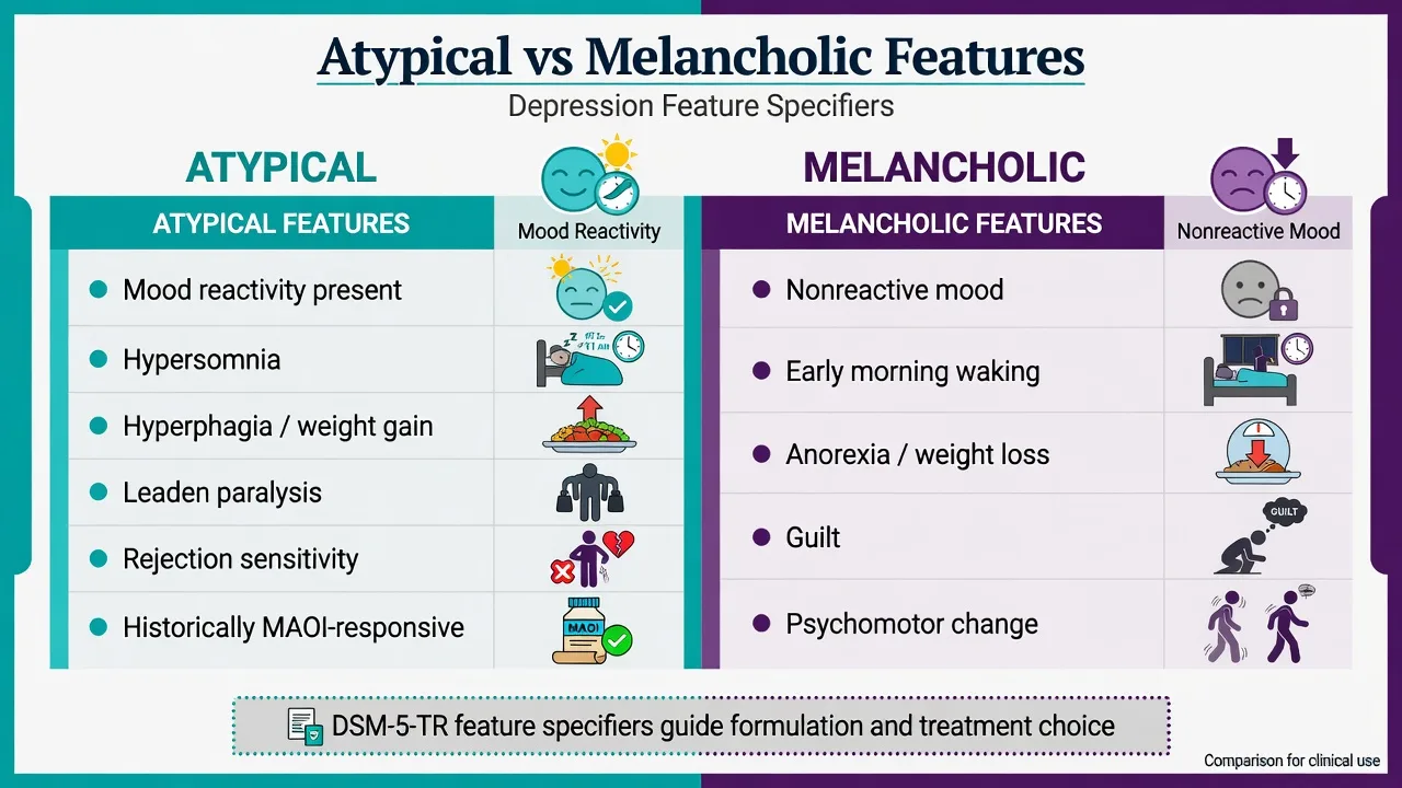 Side-by-side comparison of atypical and melancholic depressive feature clusters