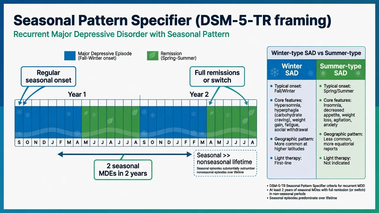 Two-year seasonal pattern timeline for winter major depressive episodes and spring remission
