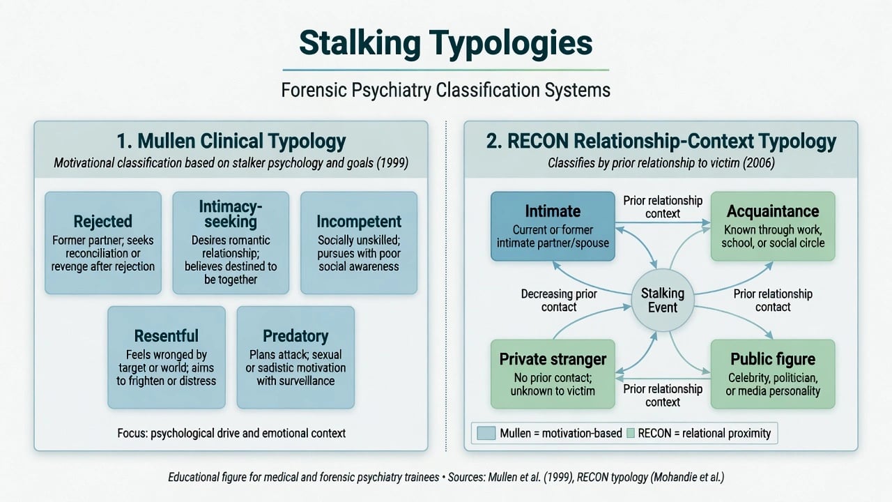 Mullen five-type clinical typology alongside RECON relationship-context typology