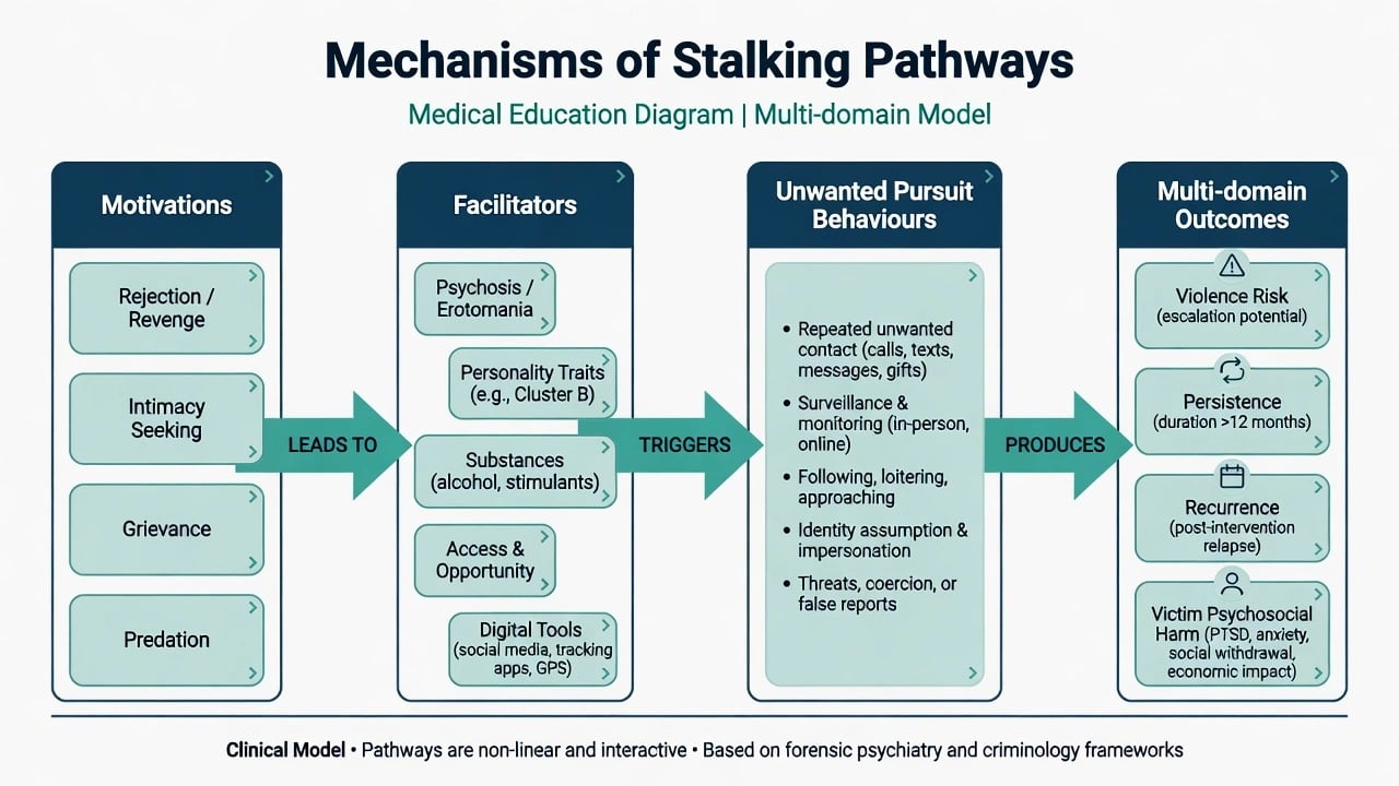 Flow from motivations and facilitators through pursuit behaviours to multi-domain risk outcomes