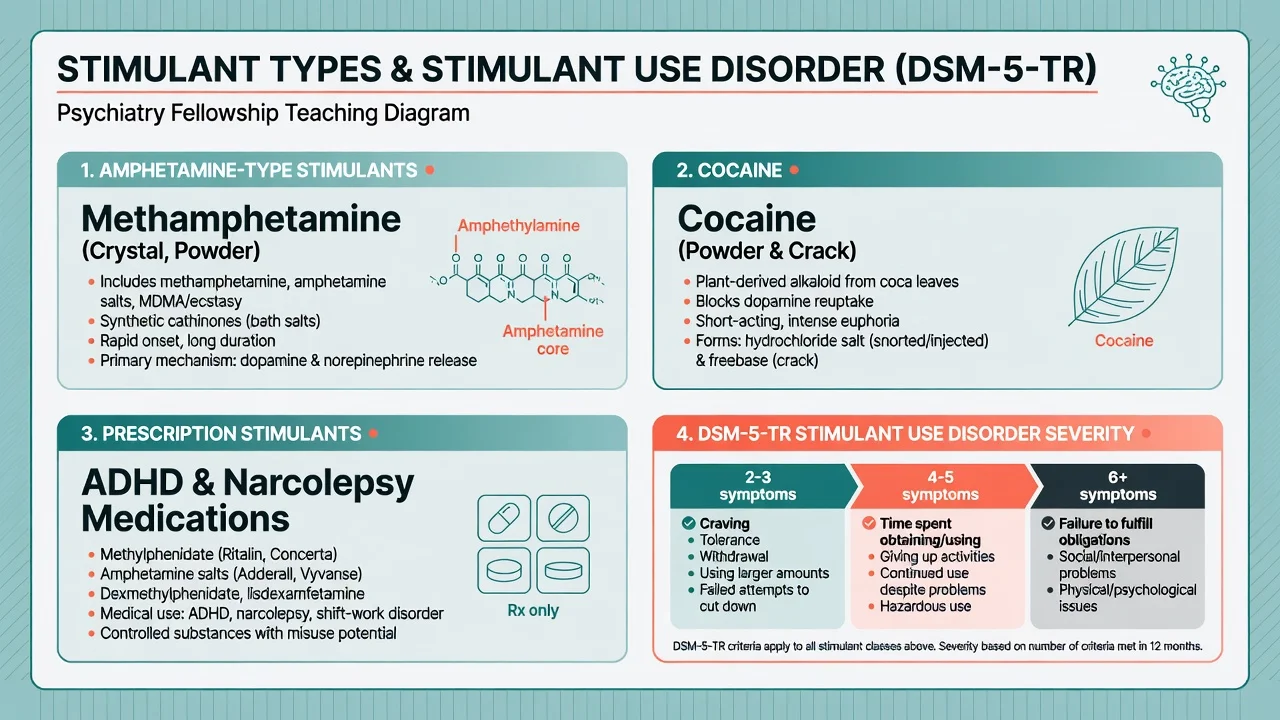 Classification of stimulant types and DSM-5-TR stimulant use disorder severity