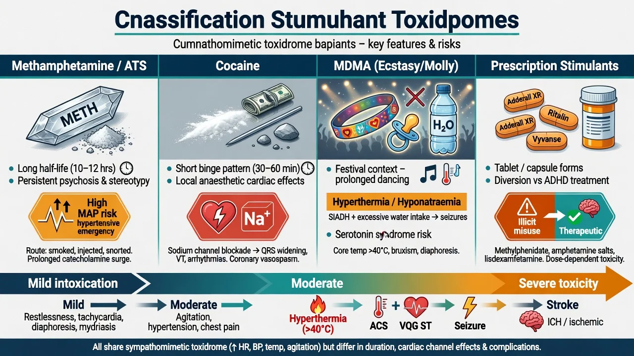 Classification of stimulant toxidromes across methamphetamine, cocaine, MDMA and prescription stimulants