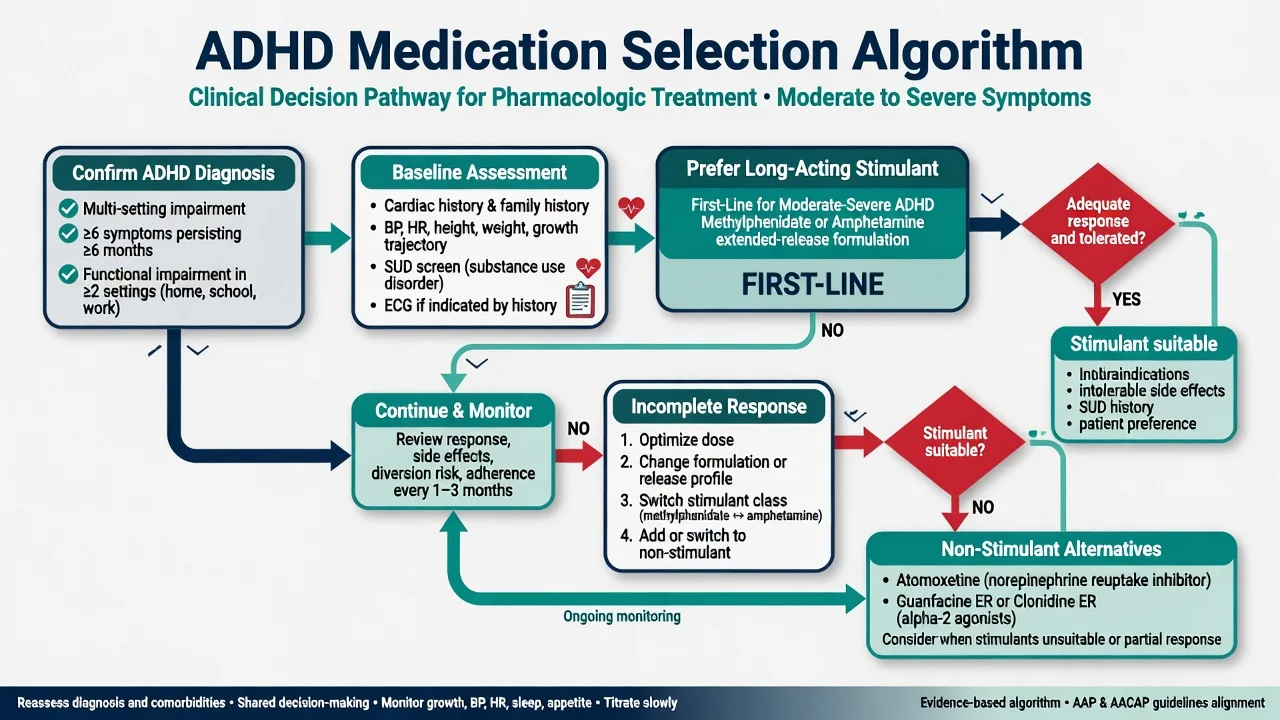 Algorithm for selecting and escalating ADHD medication