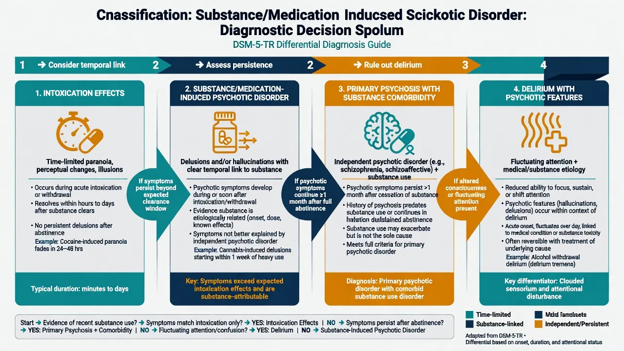 Stepwise management algorithm for substance-induced psychosis from medical stabilisation to dual-diagnosis follow-up