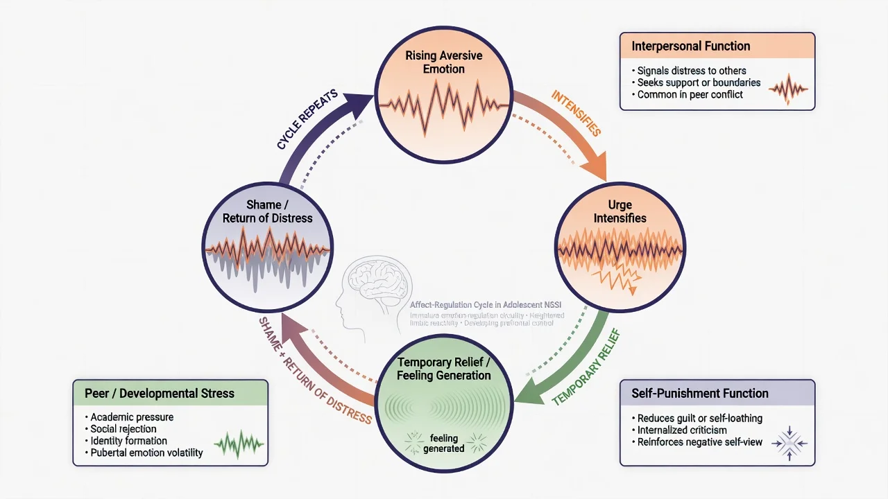 Circular affect-regulation cycle for adolescent NSSI with interpersonal and developmental stress callouts