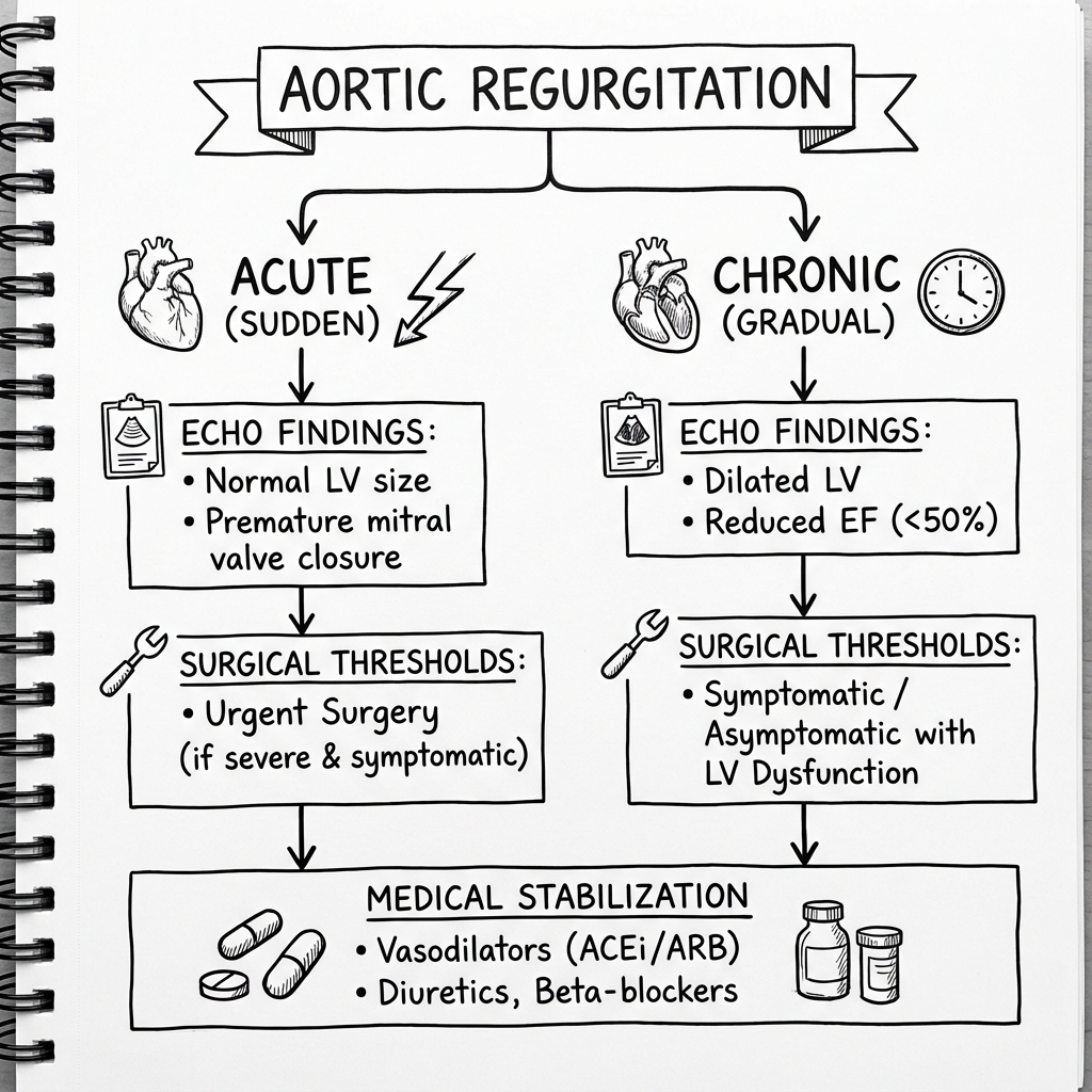 Aortic Regurgitation clinical diagram 2: Management Algorithm