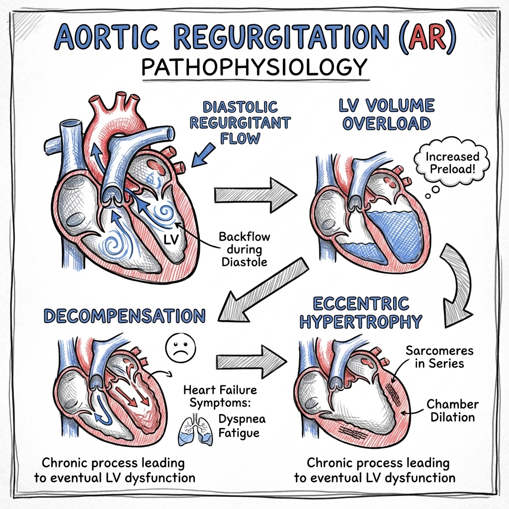 Aortic Regurgitation clinical diagram 1: Pathophysiology